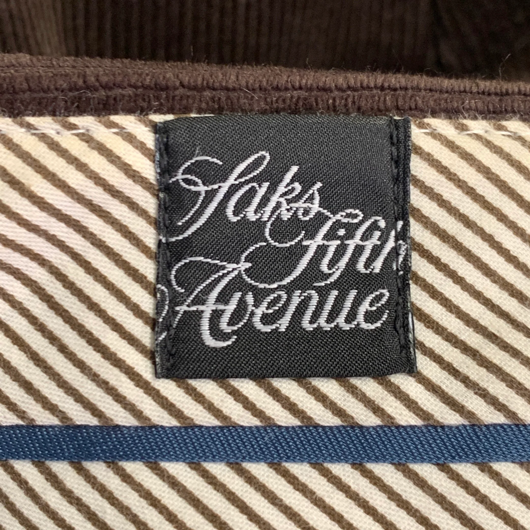 SAKS FIFTH AVENUE Size 36 Brown Corduroy Cotton Blend Tapered Casual Pants - Image 3
