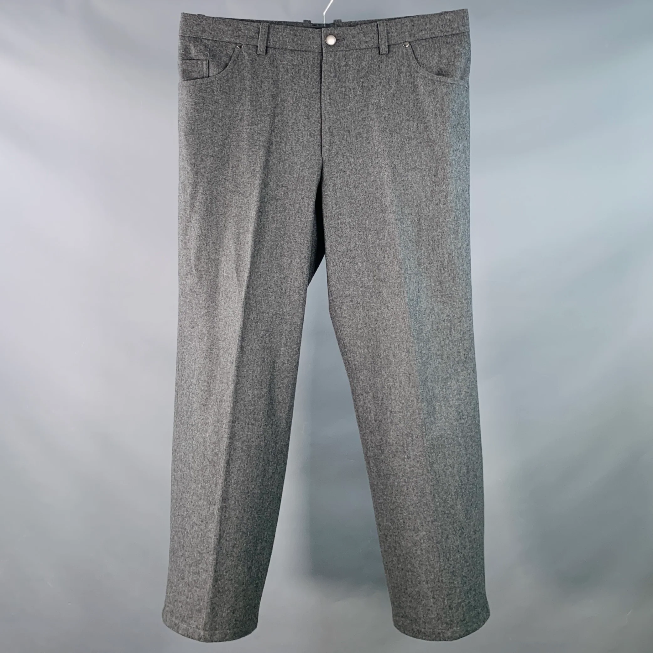 SAKS FIFTH AVENUE Size 36 Grey Heather Wool Jean Cut Casual Pants