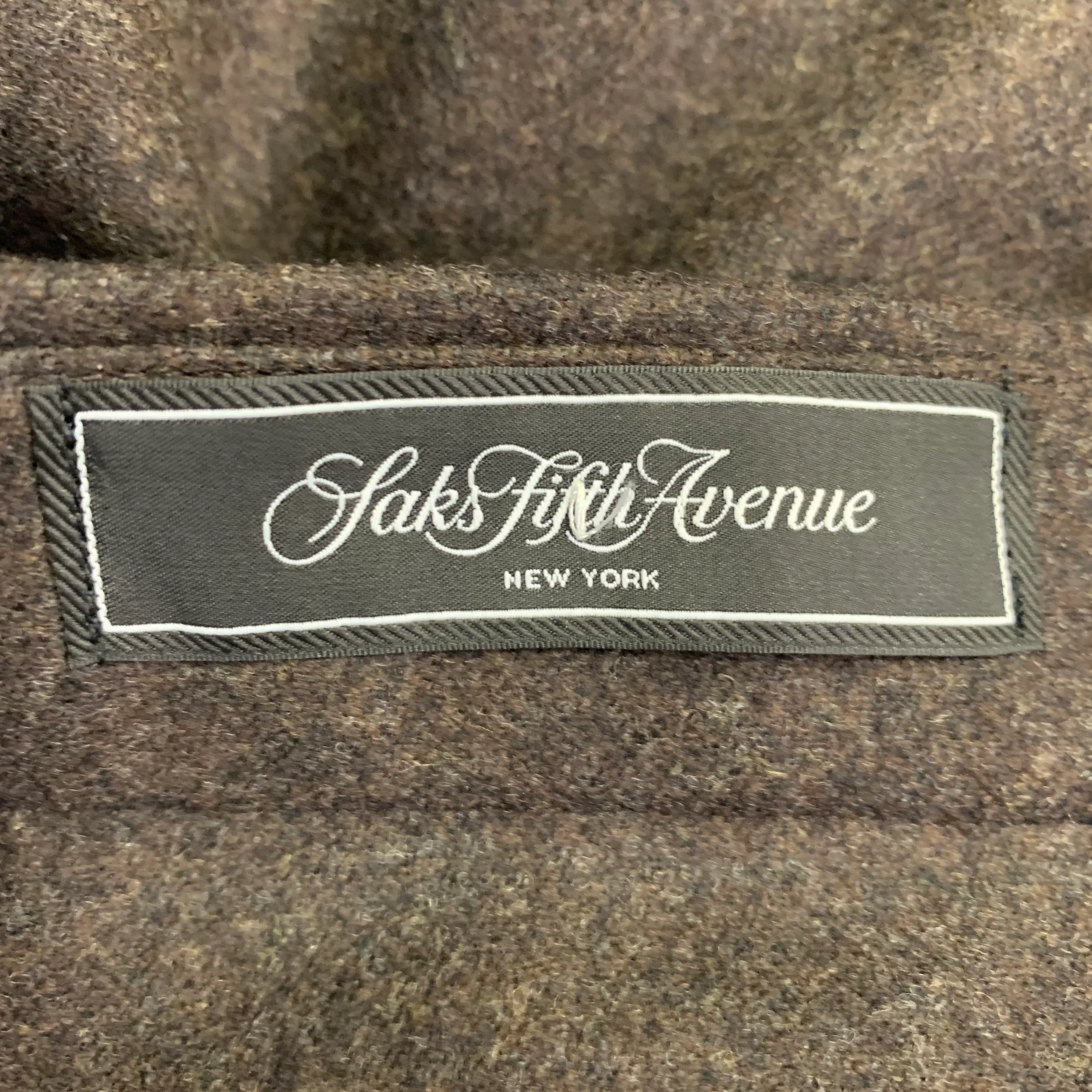 SAKS FIFTH AVENUE Size 38 Brown Heather Wool Jean Cut Casual Pants - Image 3