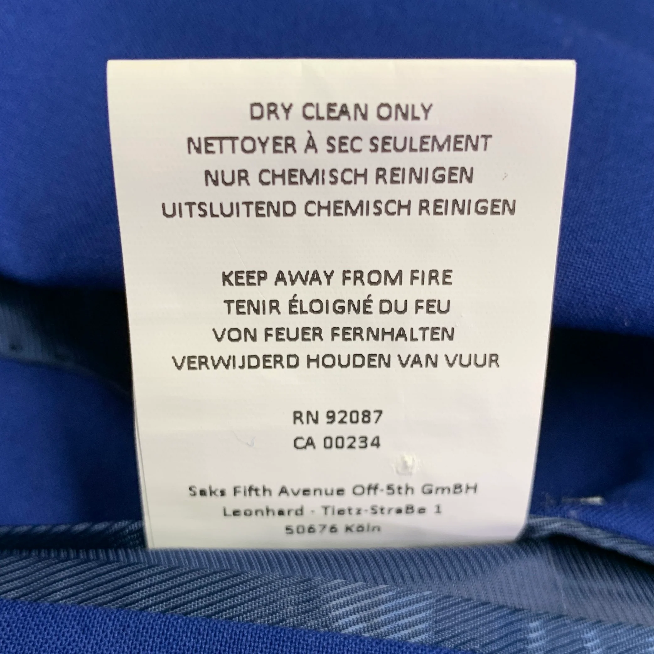 SAKS FIFTH AVENUE Size 38 Royal Blue Wool Notch Lapel Suit - Image 13