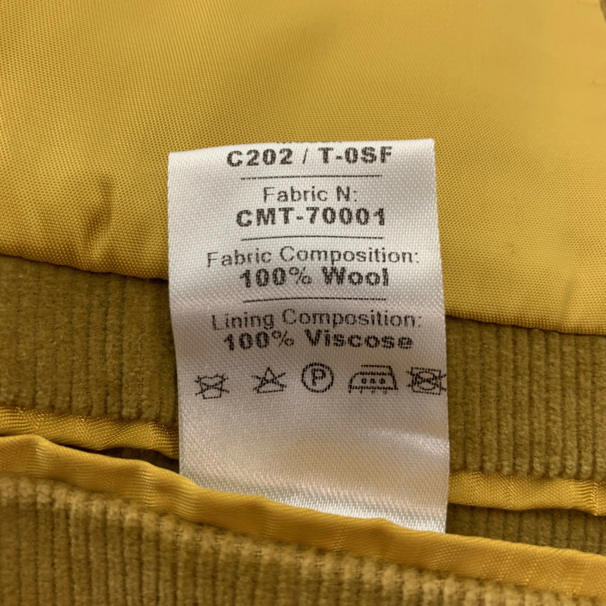 SAKS FIFTH AVENUE Size 40 Yellow Corduroy Notch Lapel Suit - Image 9