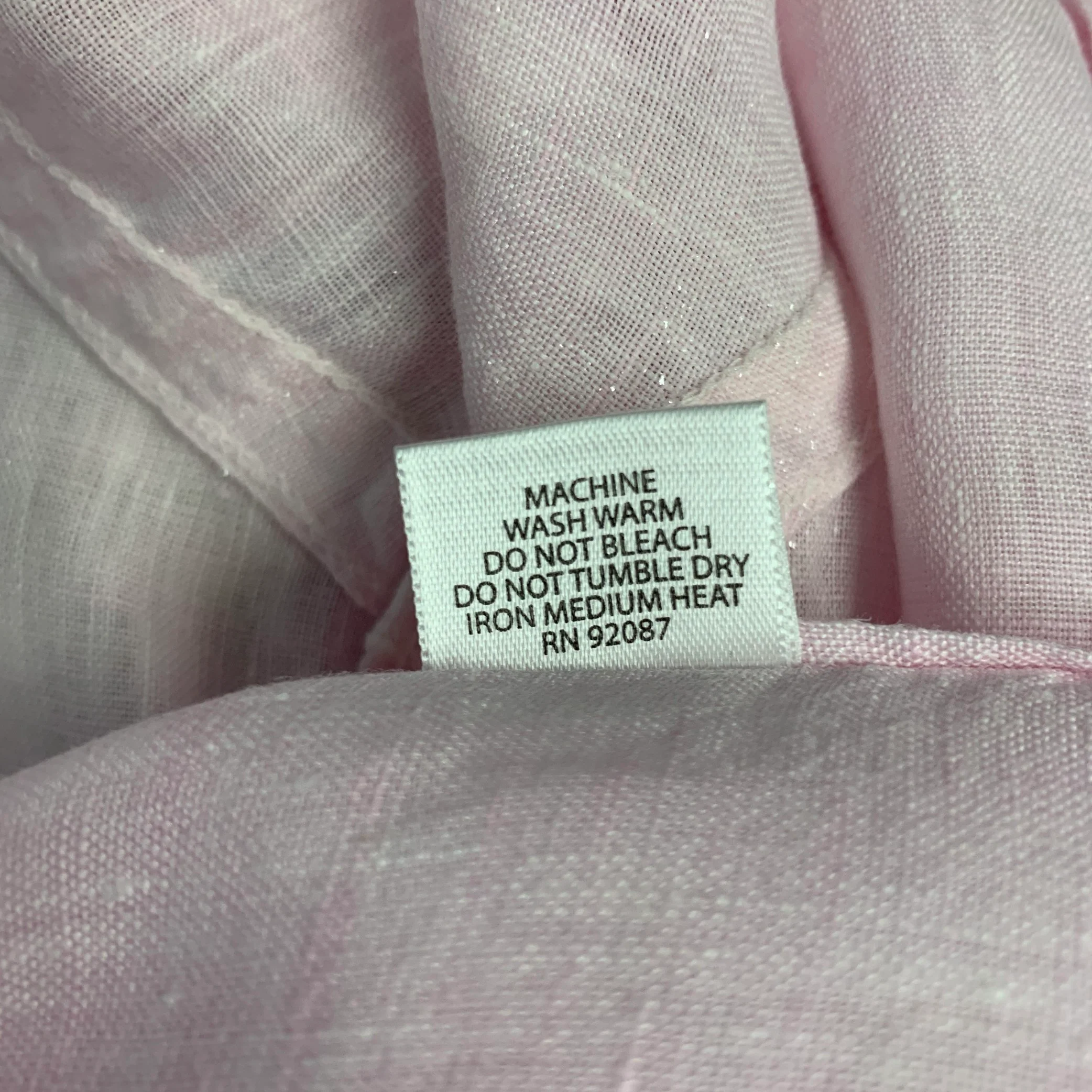 SAKS FIFTH AVENUE Size L Pink Linen Button Up Long Sleeve Shirt - Image 7