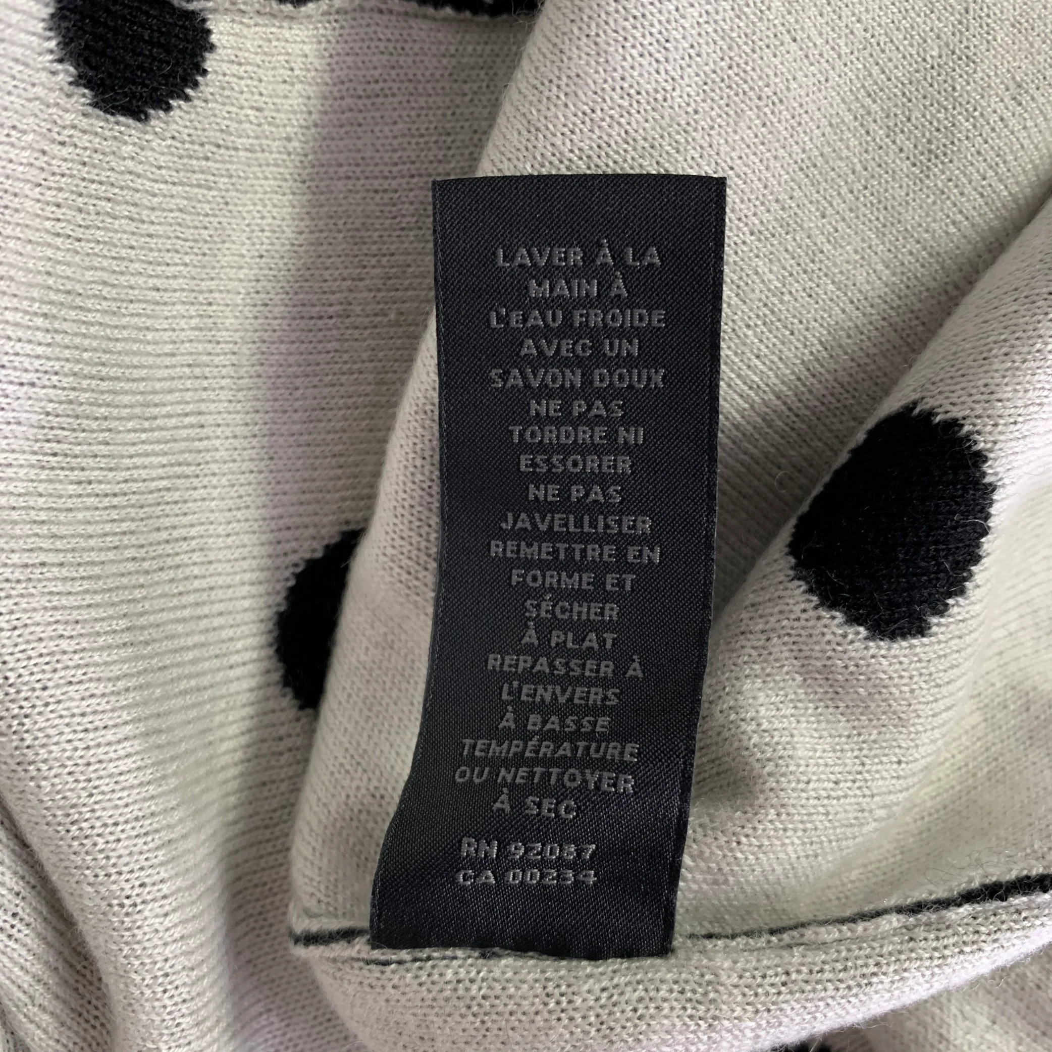 SAKS FIFTH AVENUE Size S Black White Silk Cashmere Polka Dot Cardigan - Image 6