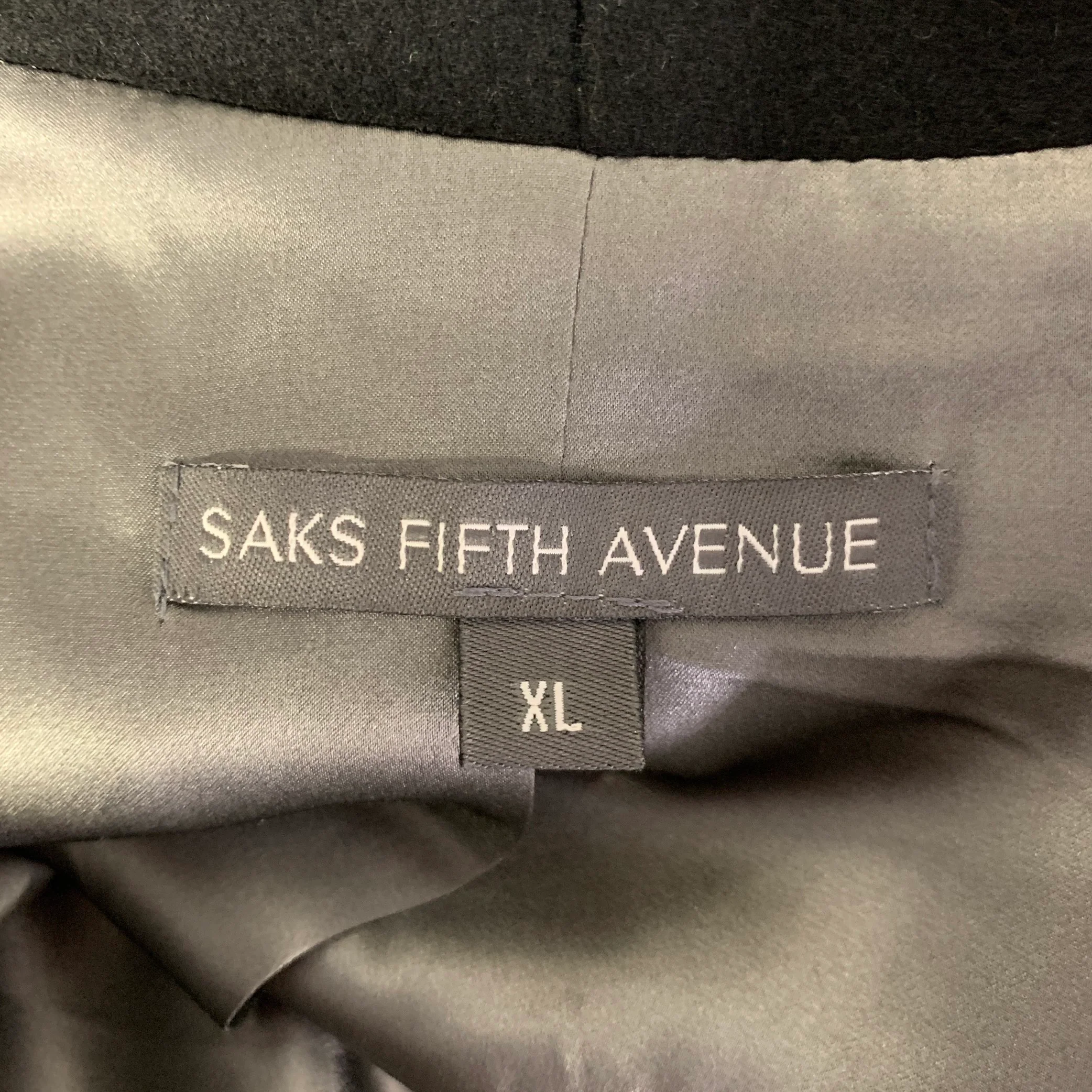 SAKS FIFTH AVENUE Size XL Black Cashmere Smoking Jacket - Image 6