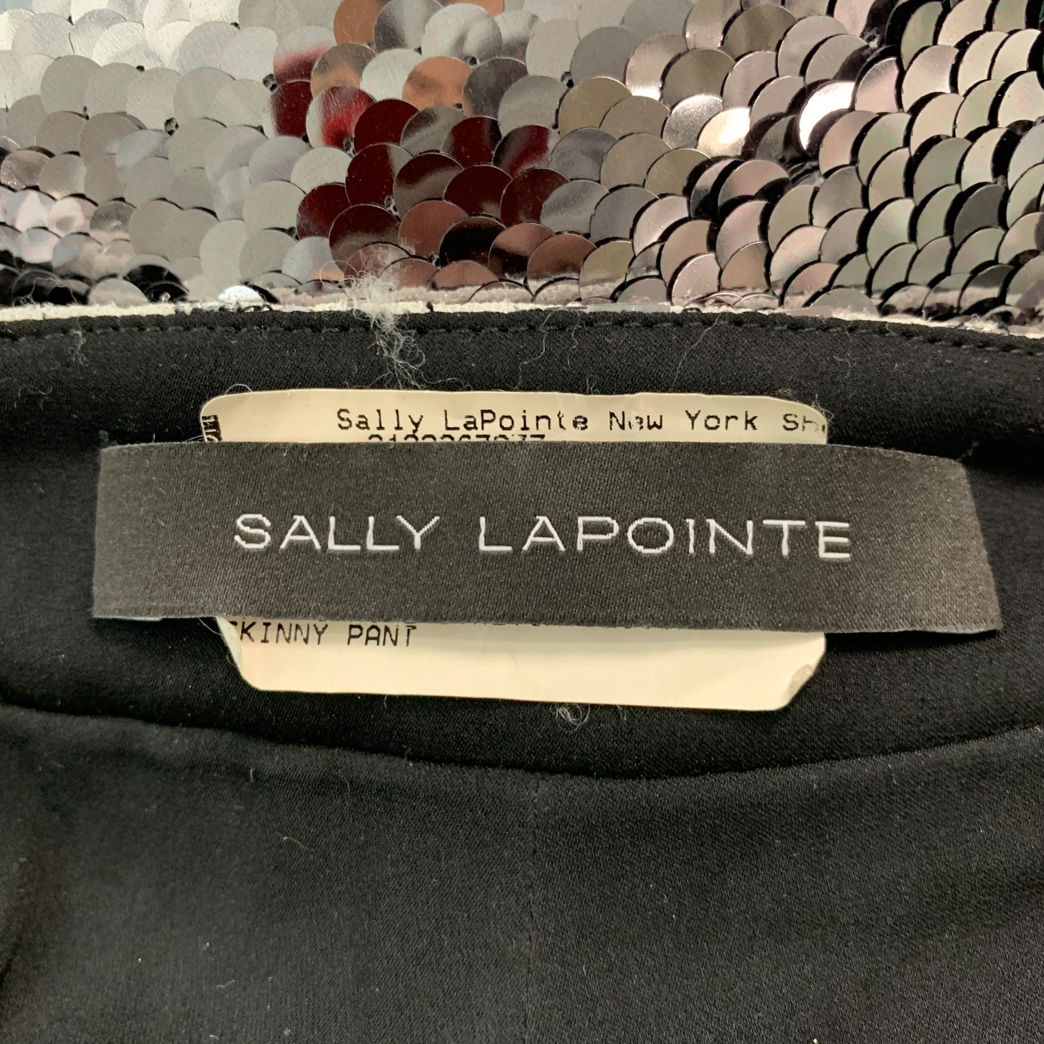 SALLY LAPOINTE Size M Silver Sequined Dress Pants - Image 5