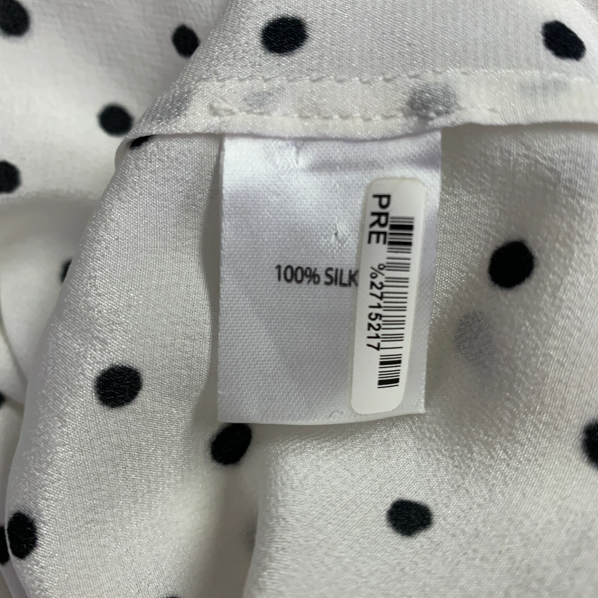 SALONI Size 2 White Black Silk Polka Dot Balloon Blouse - Image 5