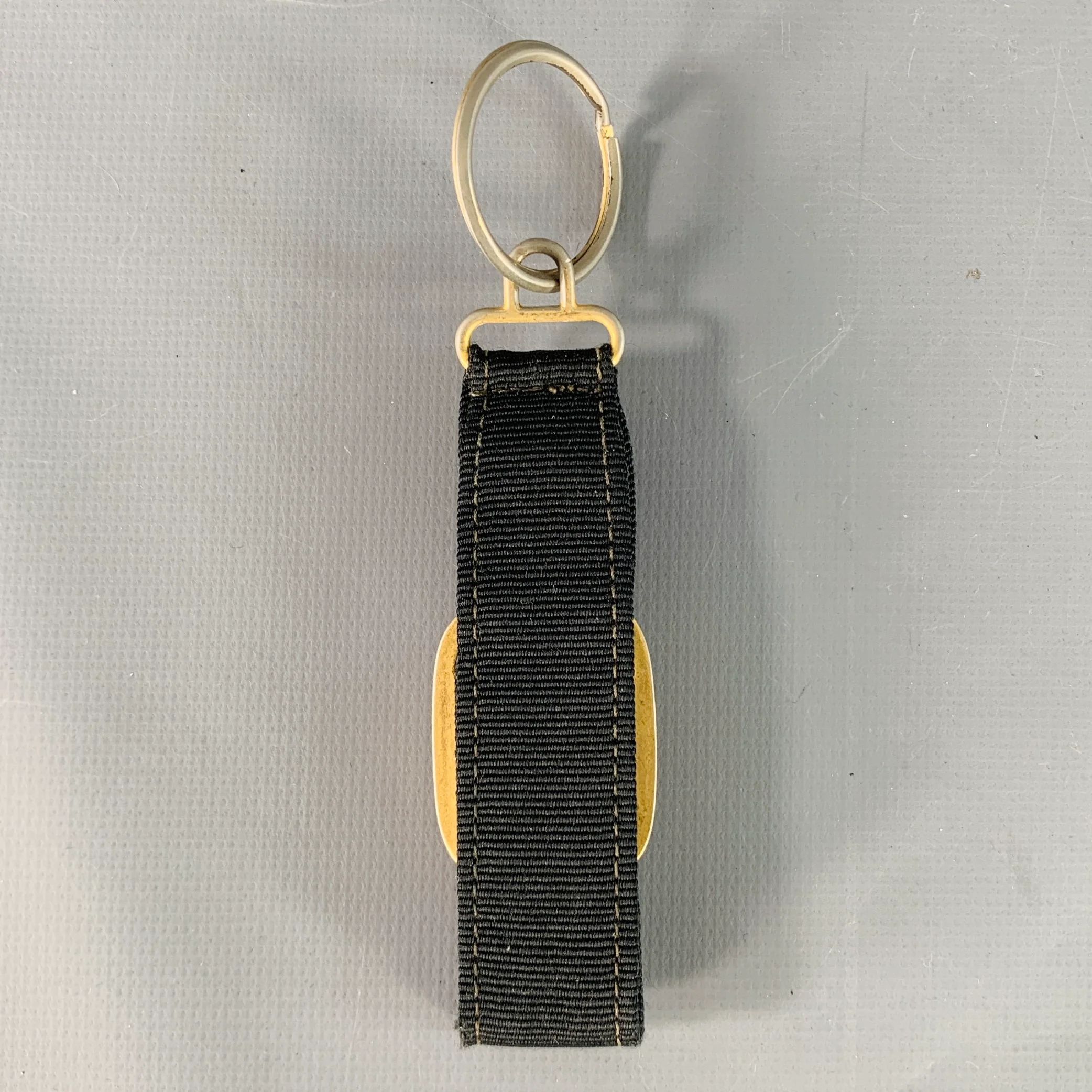 SALVATORE FERRAGAMO Black Gold Nylon Metal Logo Strap Keychain - Image 2