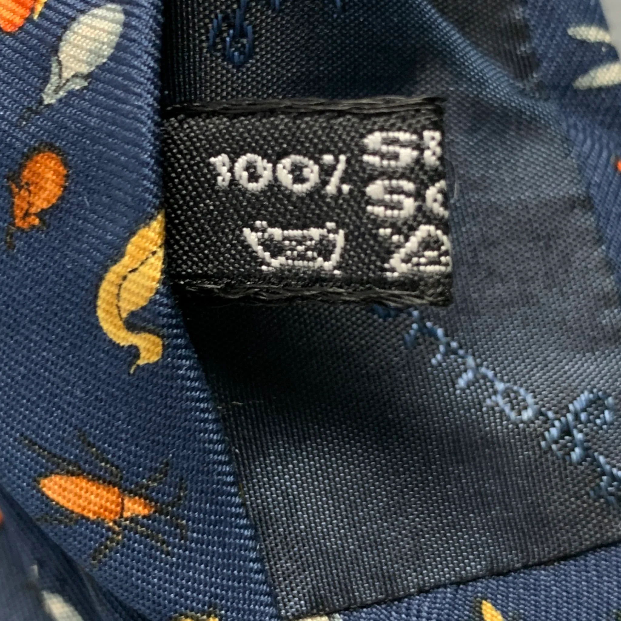 SALVATORE FERRAGAMO Navy Orange Animals Silk Tie - Image 5