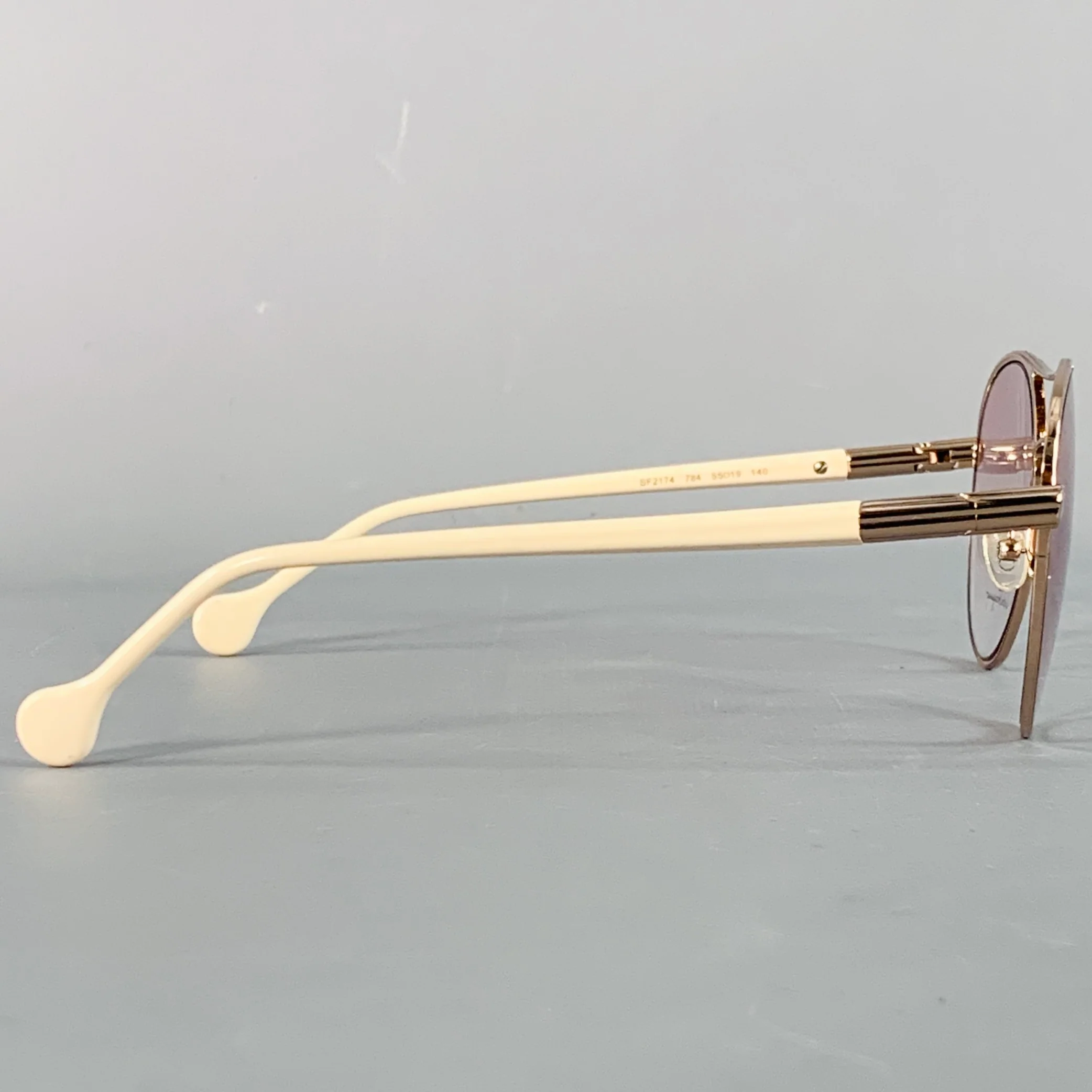 SALVATORE FERRAGAMO Rose Gold Acetate Metal Aviator Sunglasses - Image 2