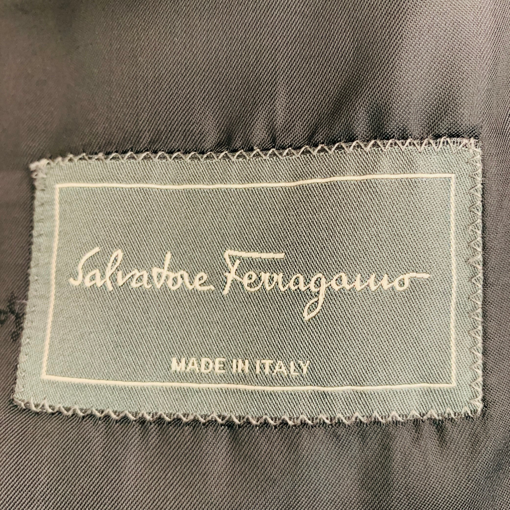 SALVATORE FERRAGAMO Size 40 Black Nailhead Cotton Velvet Sport Coat - Image 6