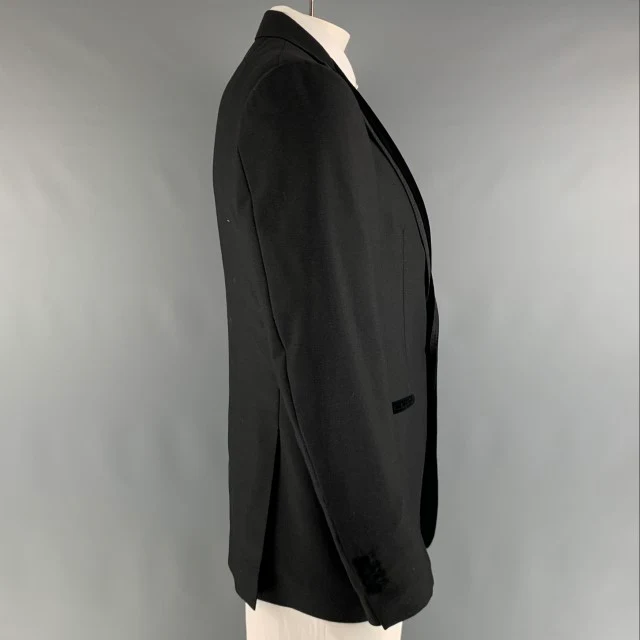 SALVATORE FERRAGAMO Size 42 Black Solid Wool Mohair Sport Coat - Image 2