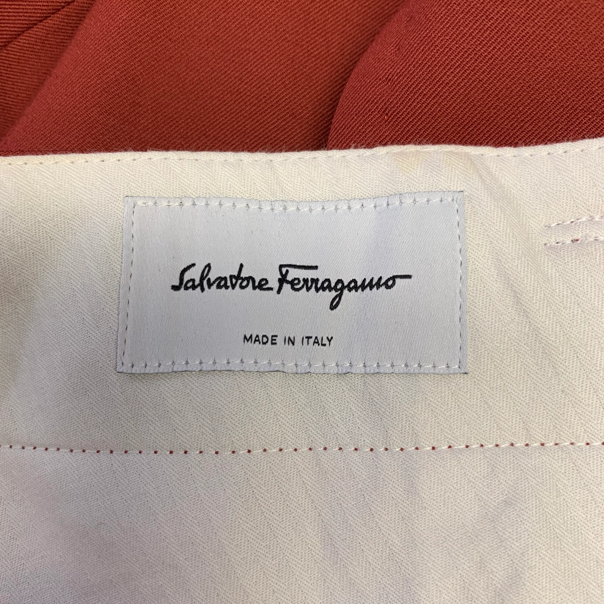 SALVATORE FERRAGAMO Size 46 Burgundy Wool Notch Lapel Suit - Image 10