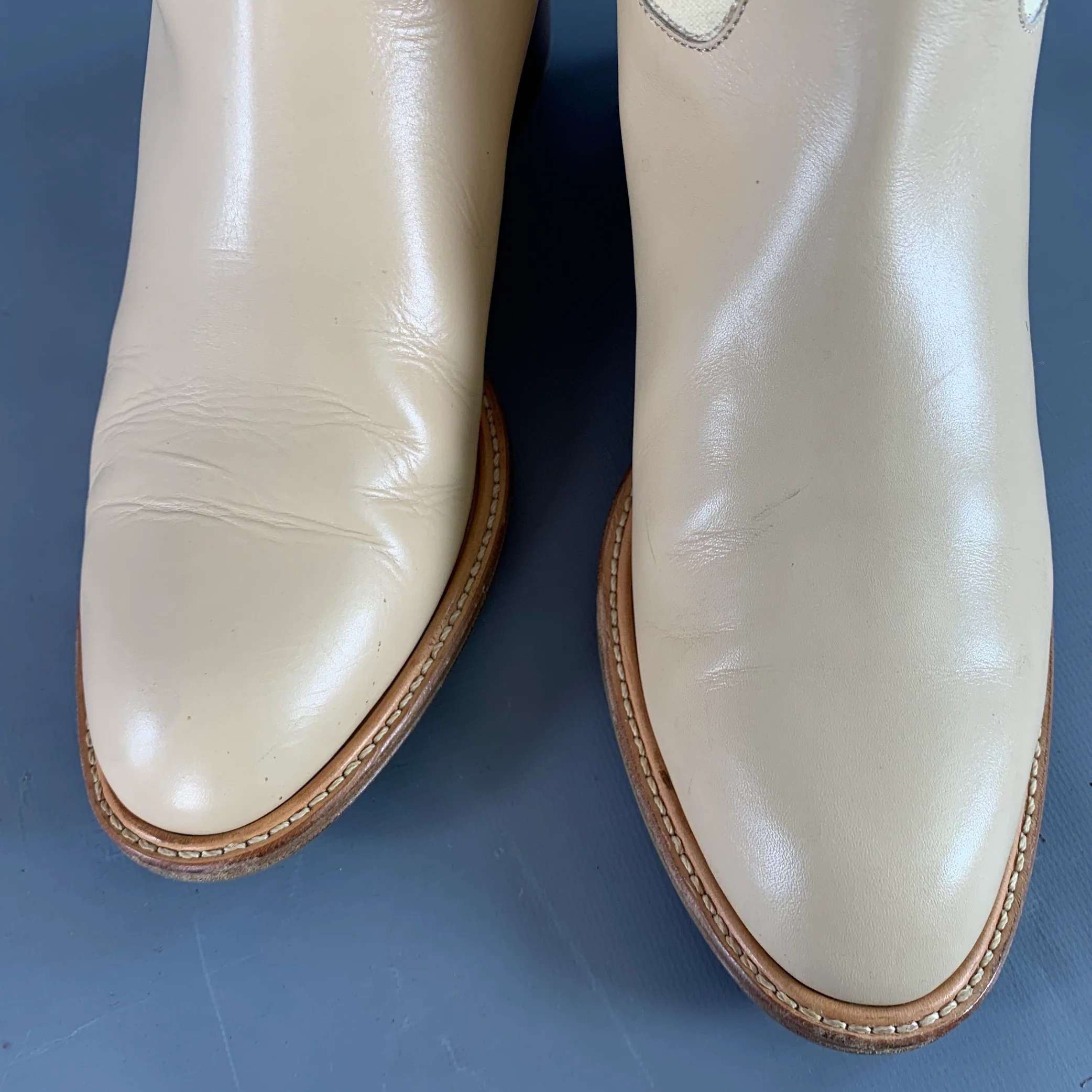 SALVATORE FERRAGAMO Size 8 Beige Leather Canvas Knee High Boots - Image 12