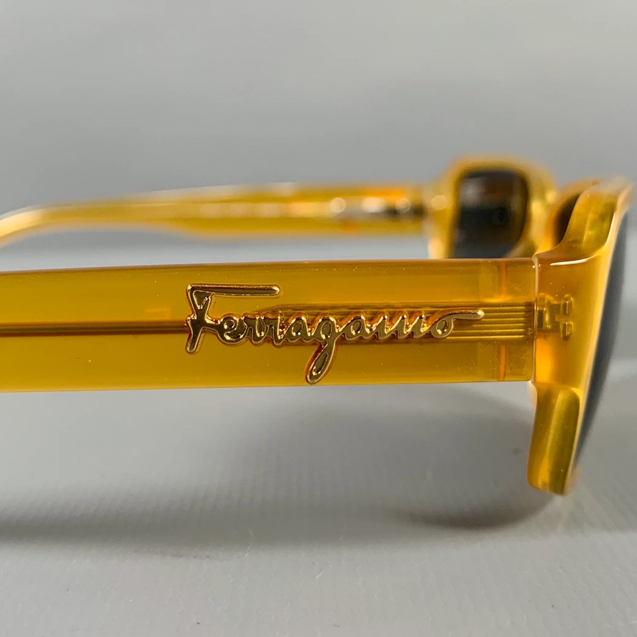 SALVATORE FERRAGAMO Yellow Rectangle Sunglasses - Image 3