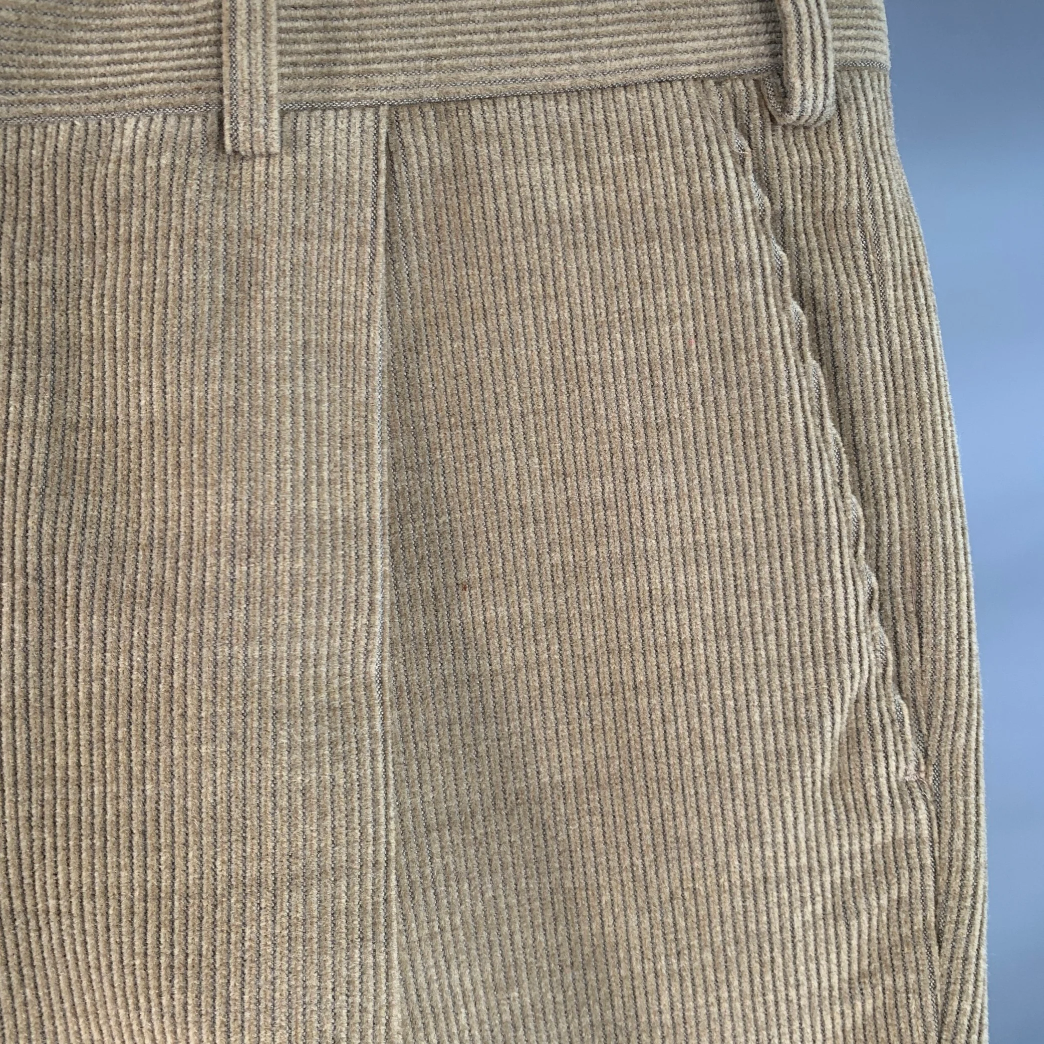 SAMUELSOHN Size 36 Tan Khaki Corduroy Merino Wool Pleated Zip Fly Casual Pants - Image 4