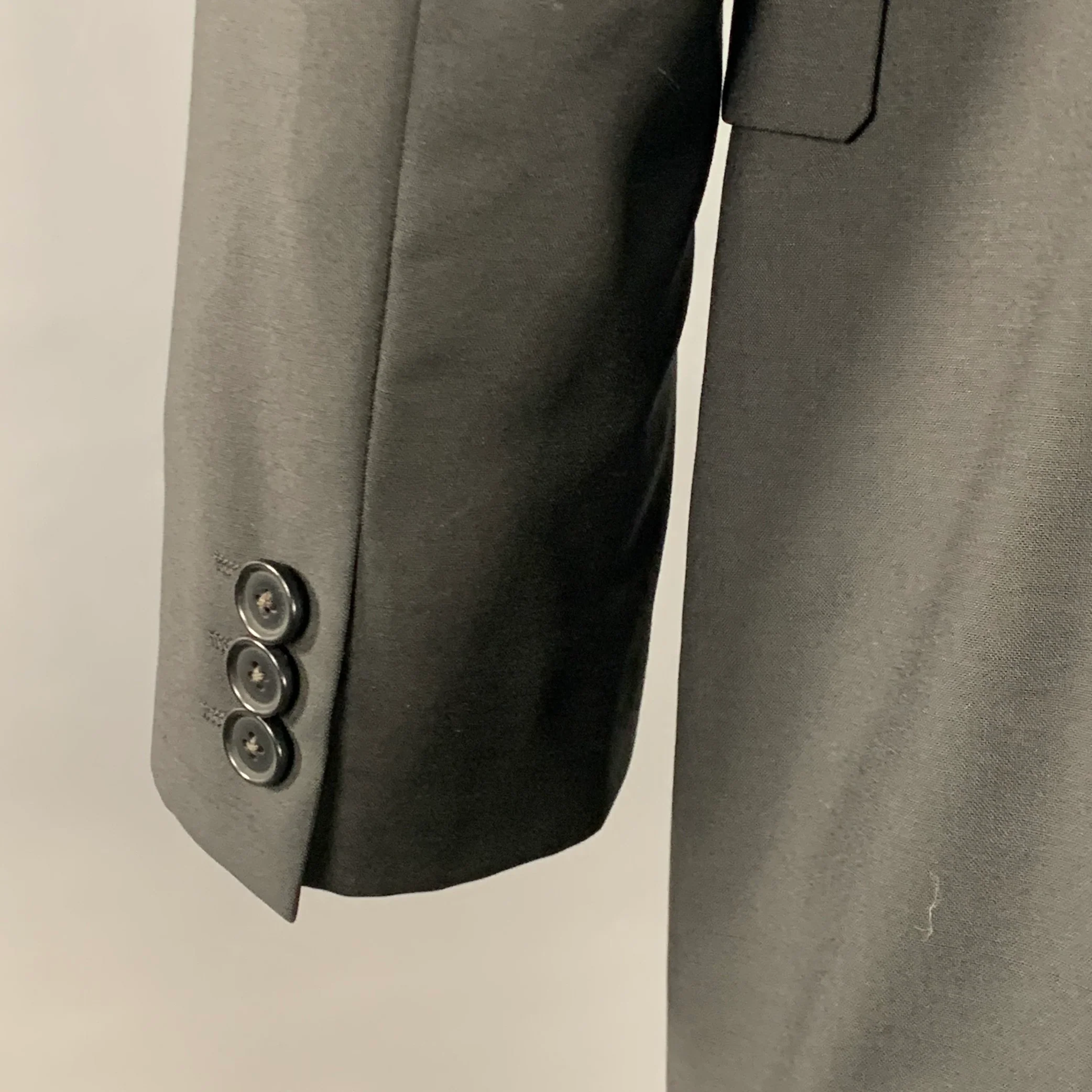 SAND Size 42 Black Wool Twill Notch Lapel Suit - Image 6
