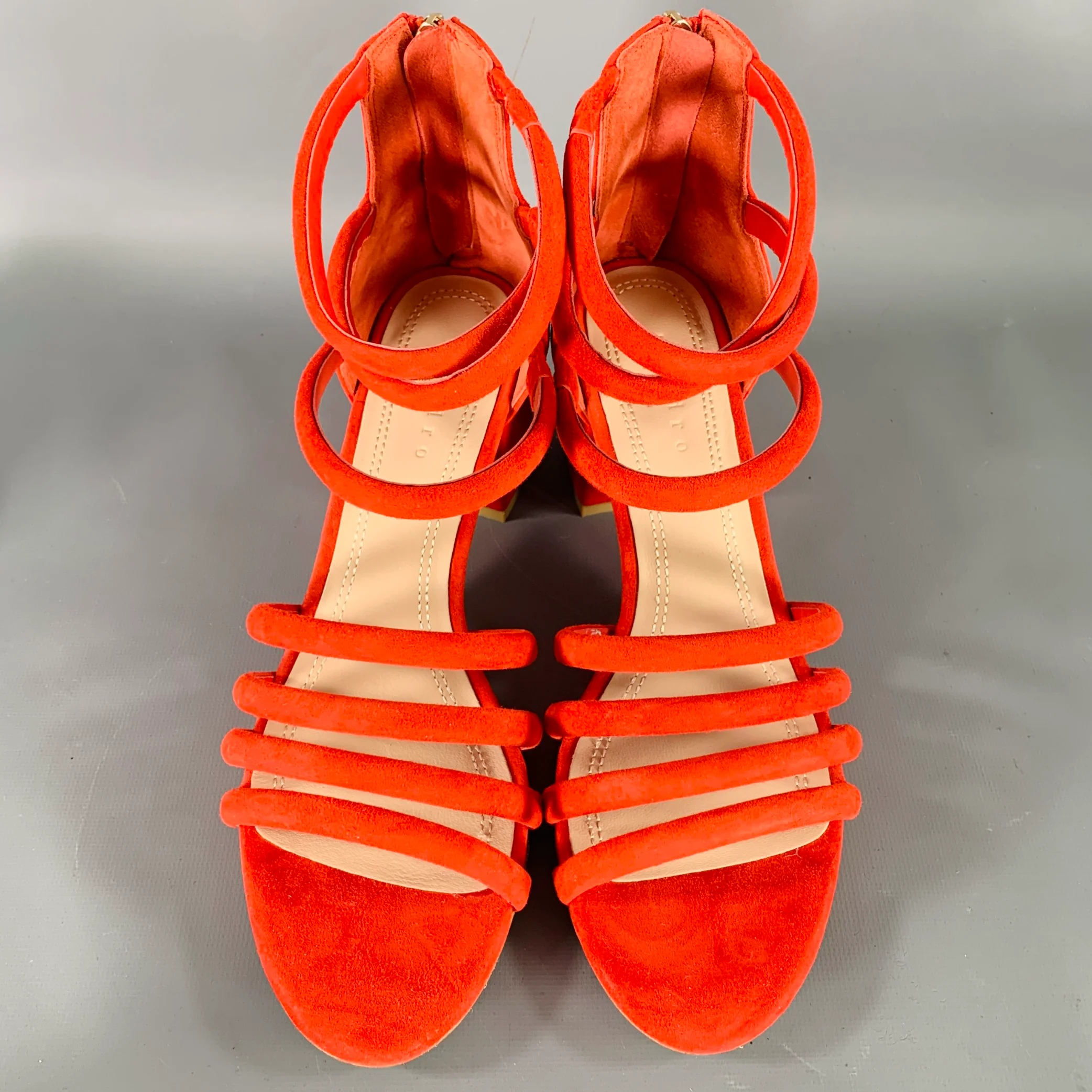 SANDRO Size 10 Tessa Red Suede Caged Chunky Heel Sandals - Image 4
