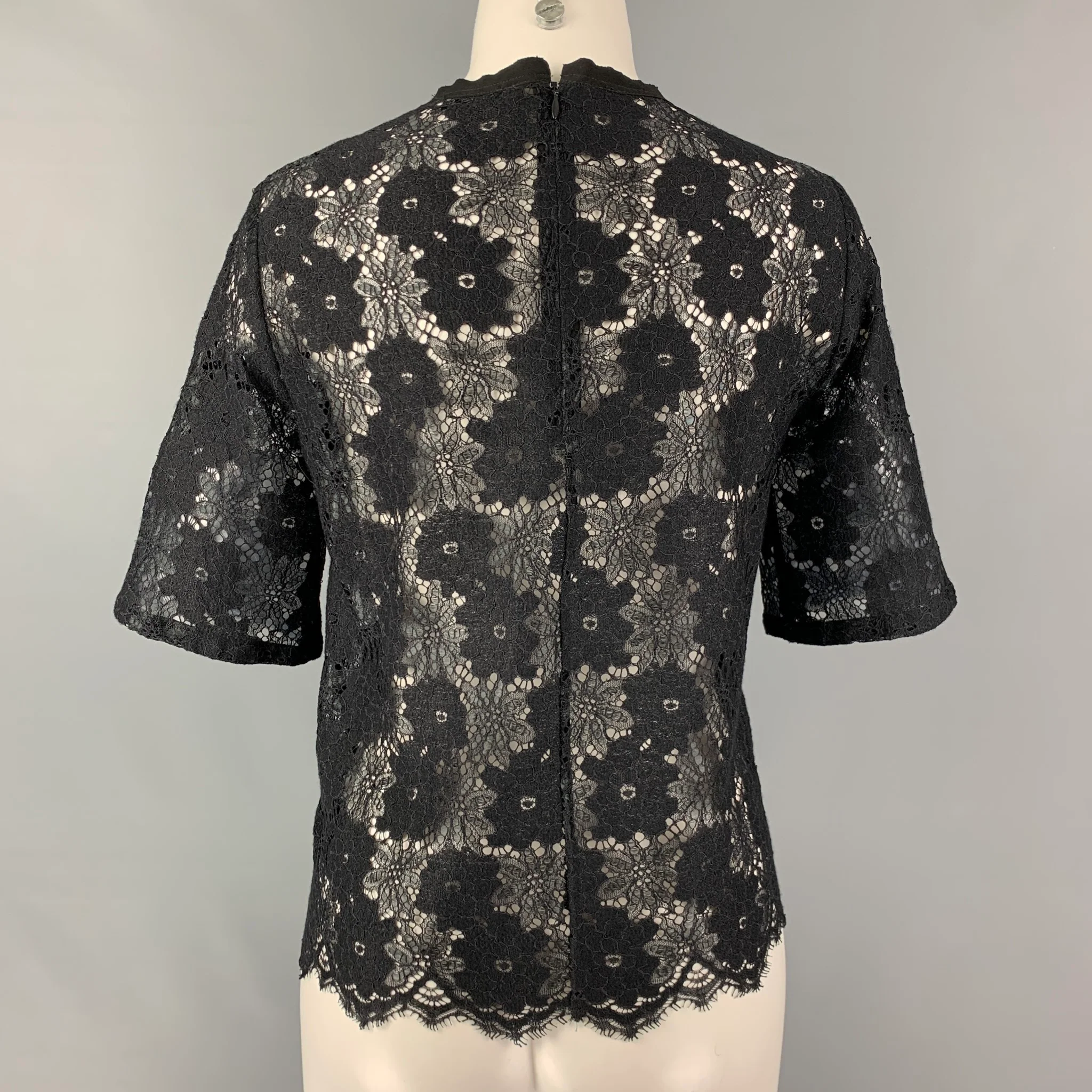 SANDRO Size 2 Black Polyamide Blend Short Sleeve Dress Top - Image 3