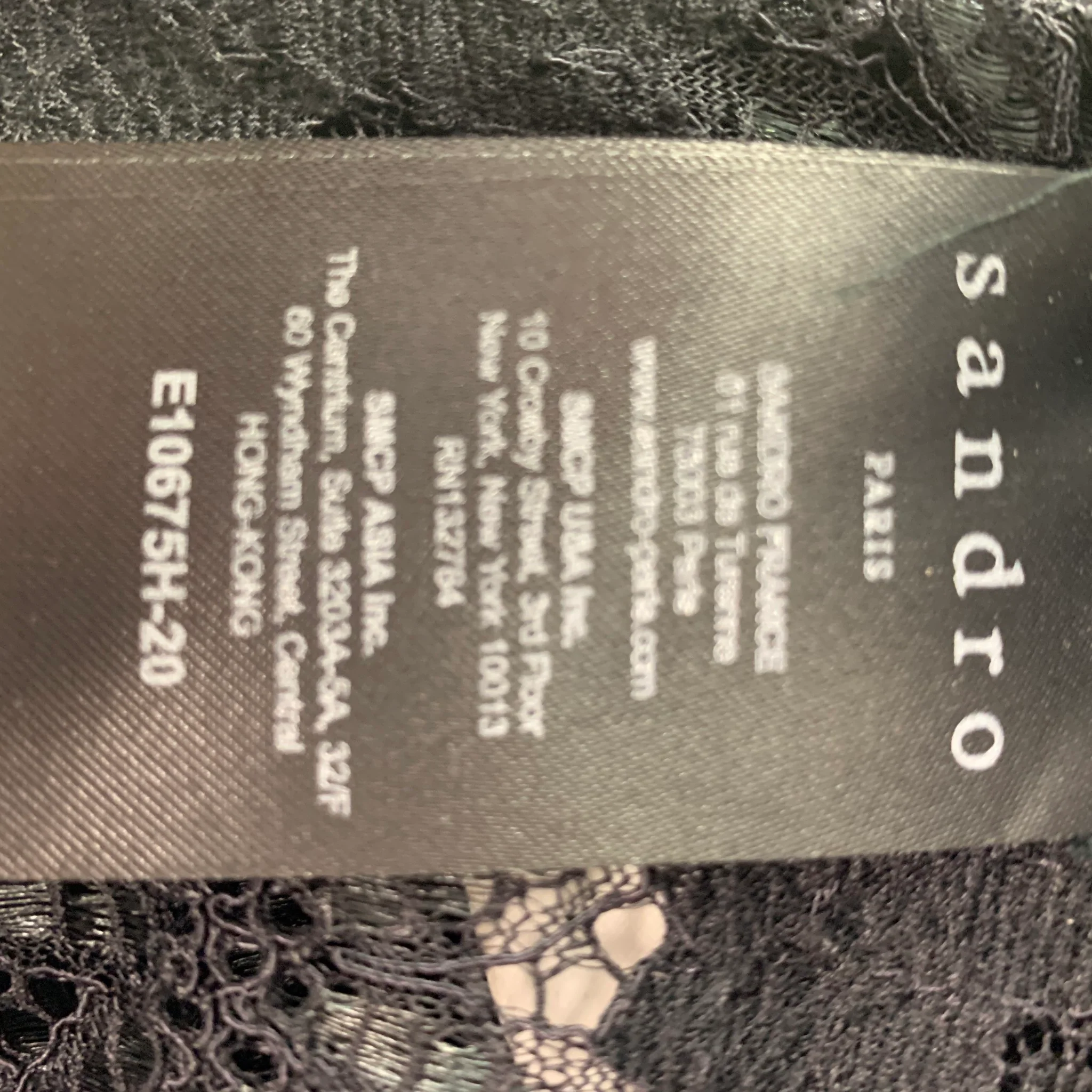 SANDRO Size 2 Black Polyamide Blend Short Sleeve Dress Top - Image 6
