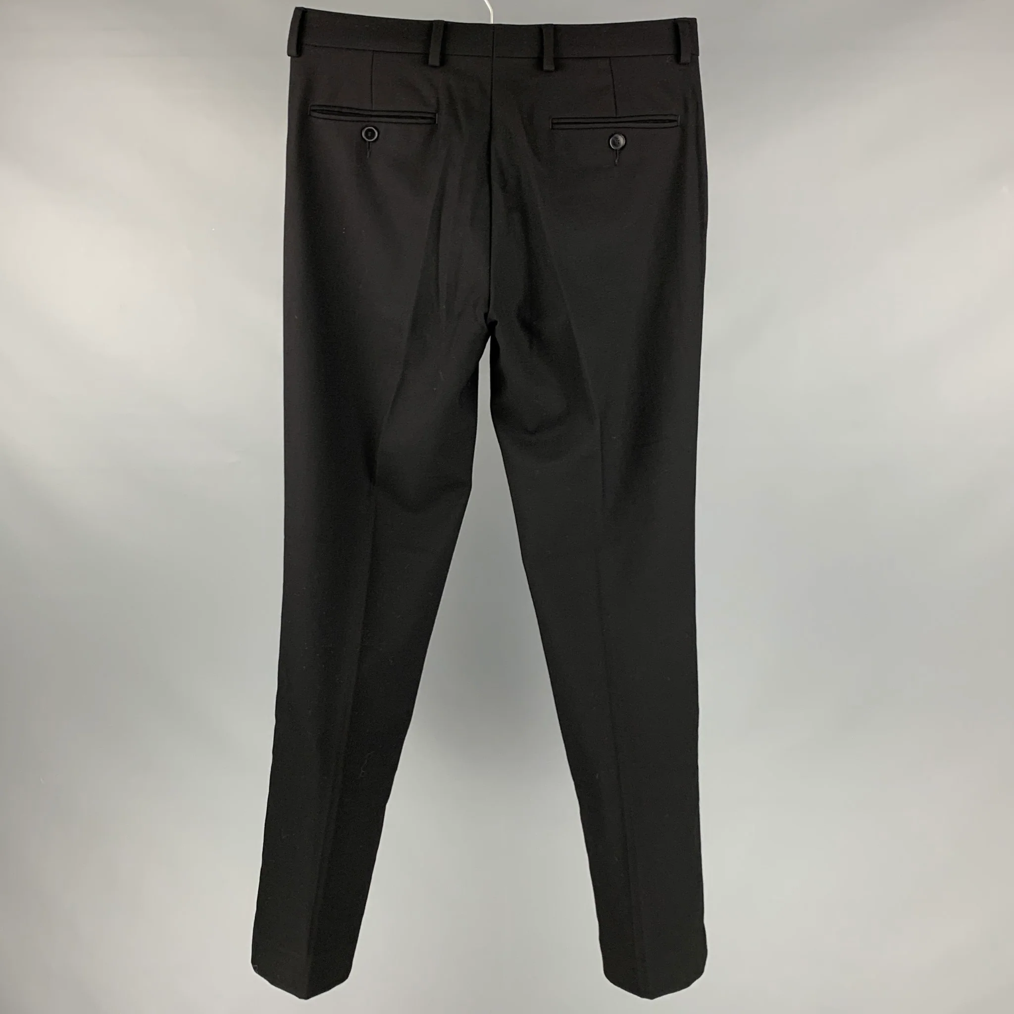 SANDRO Size 30 Black Solid Wool Zip Fly Dress Pants - Image 2