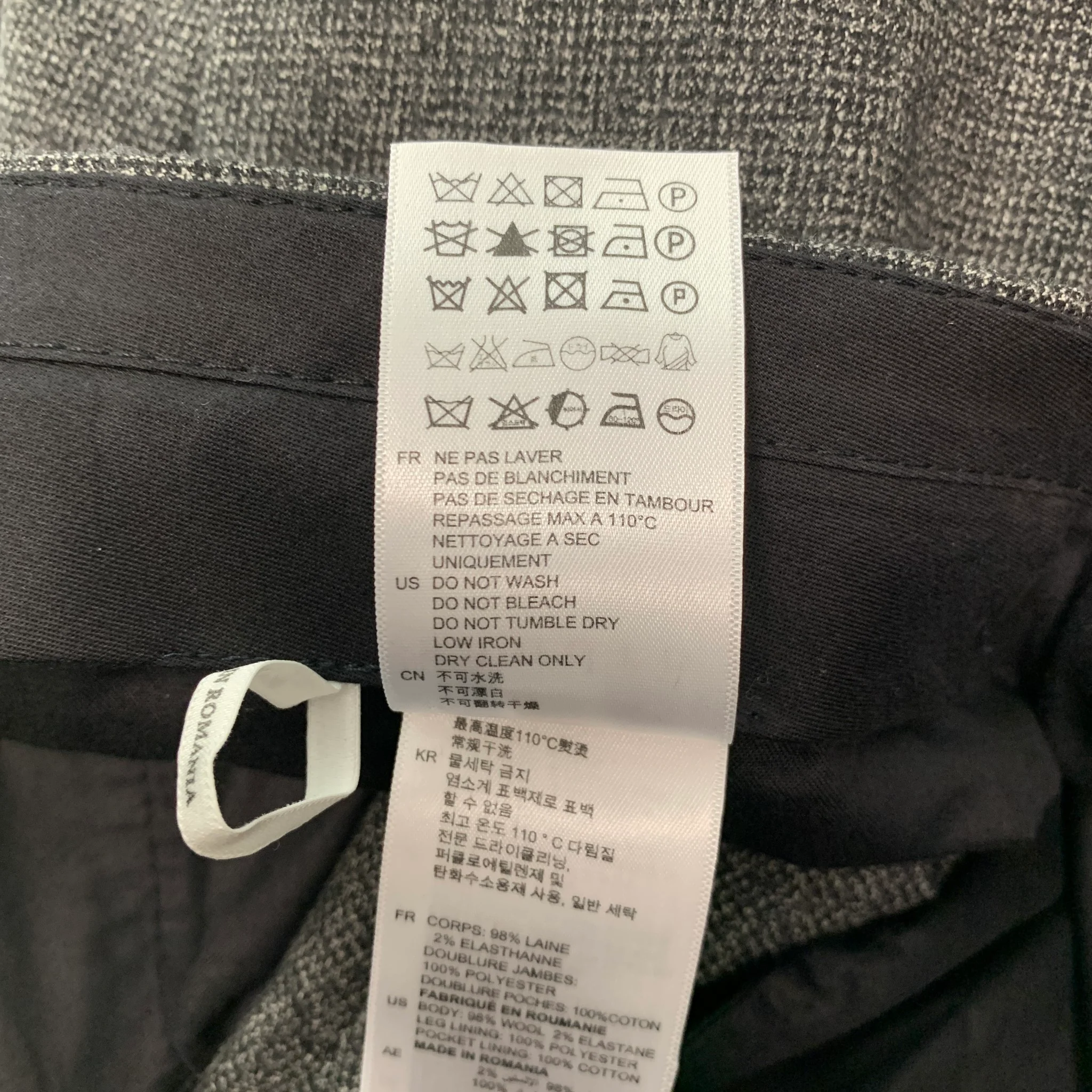 SANDRO Size 32 Grey Black Grid Wool Elastane Zip Fly Dress Pants - Image 6