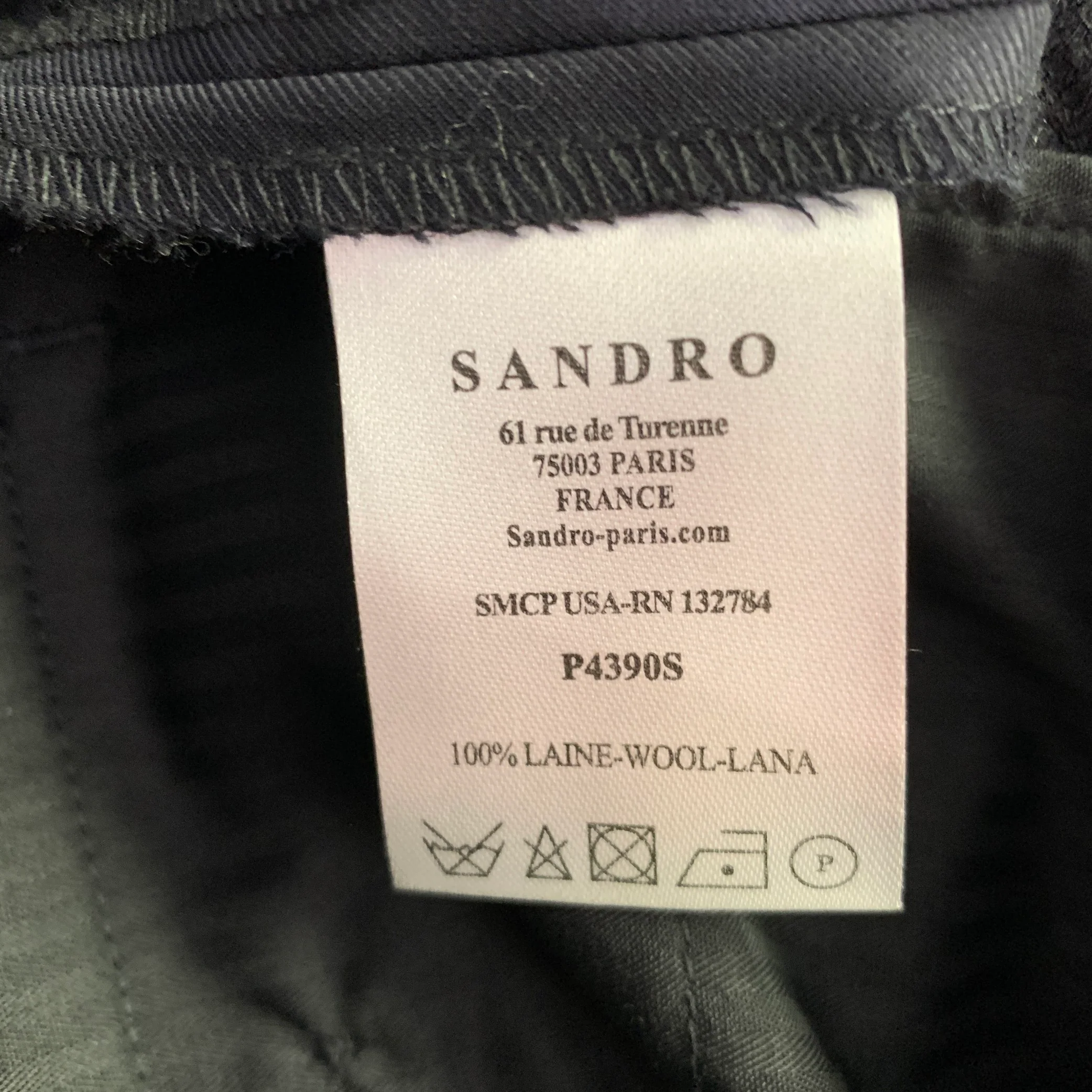 SANDRO Size 32 Navy Black Wool Tuxedo Dress Pants - Image 4