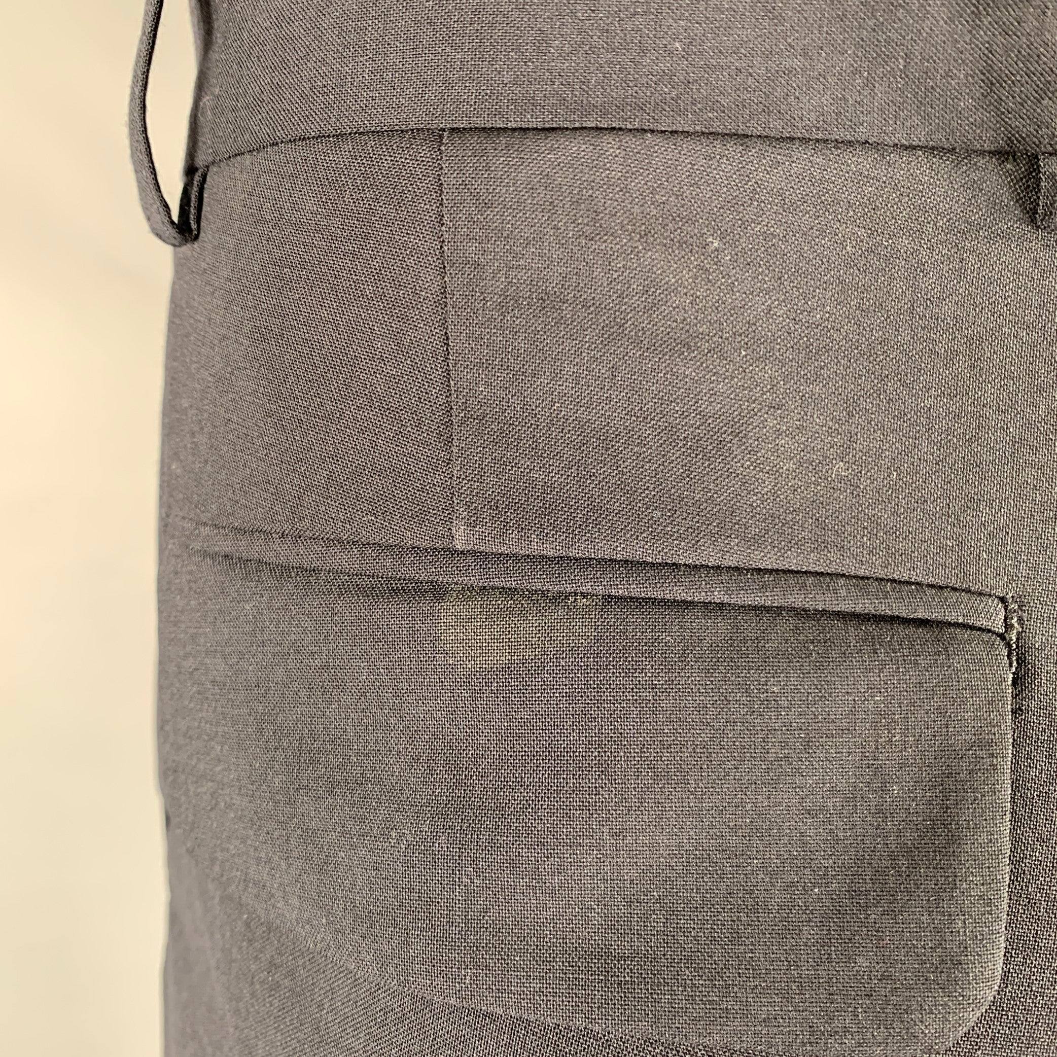 SANDRO Size 32 Navy Wool Blend Flat Front Dress Pants - Image 3