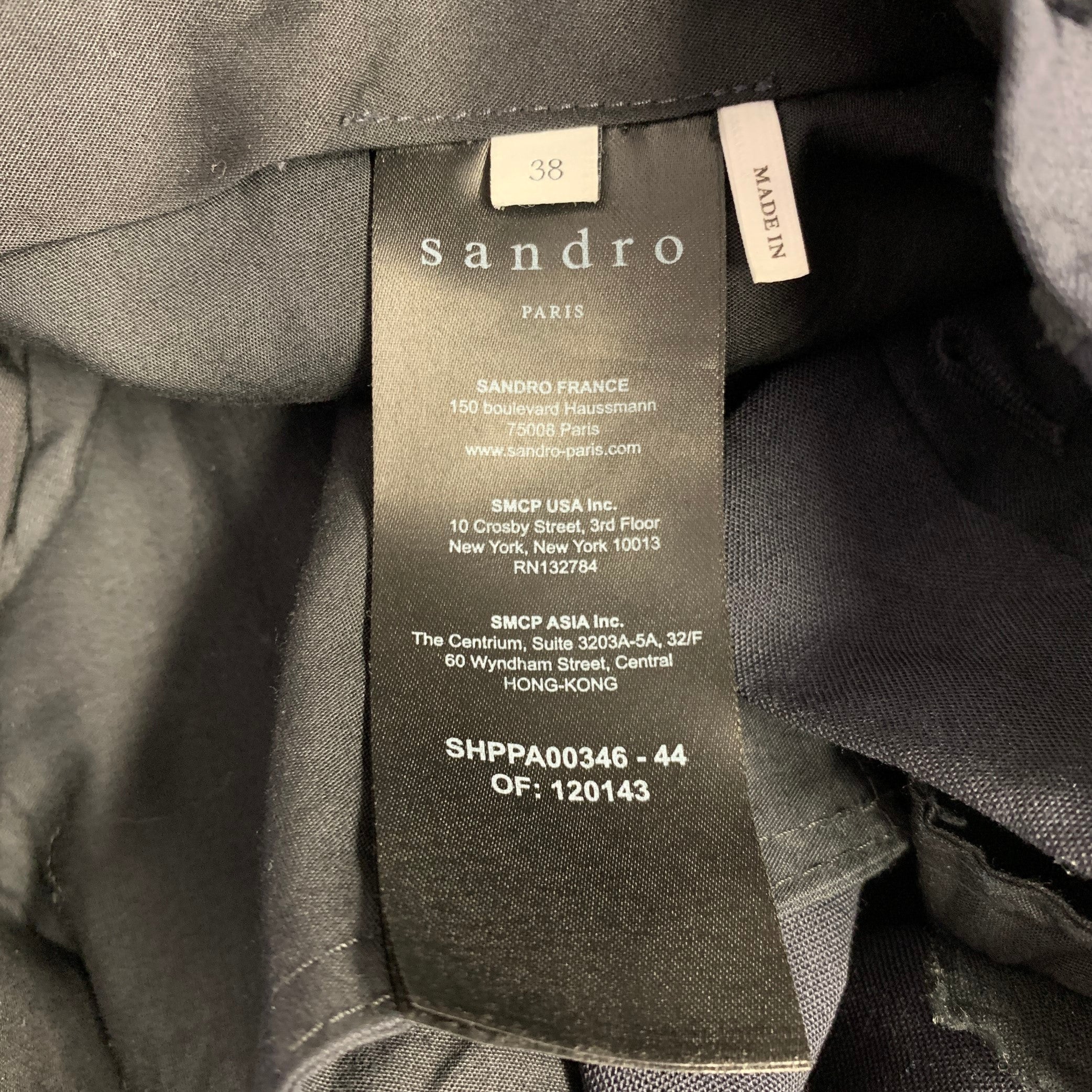 SANDRO Size 32 Navy Wool Blend Flat Front Dress Pants - Image 4