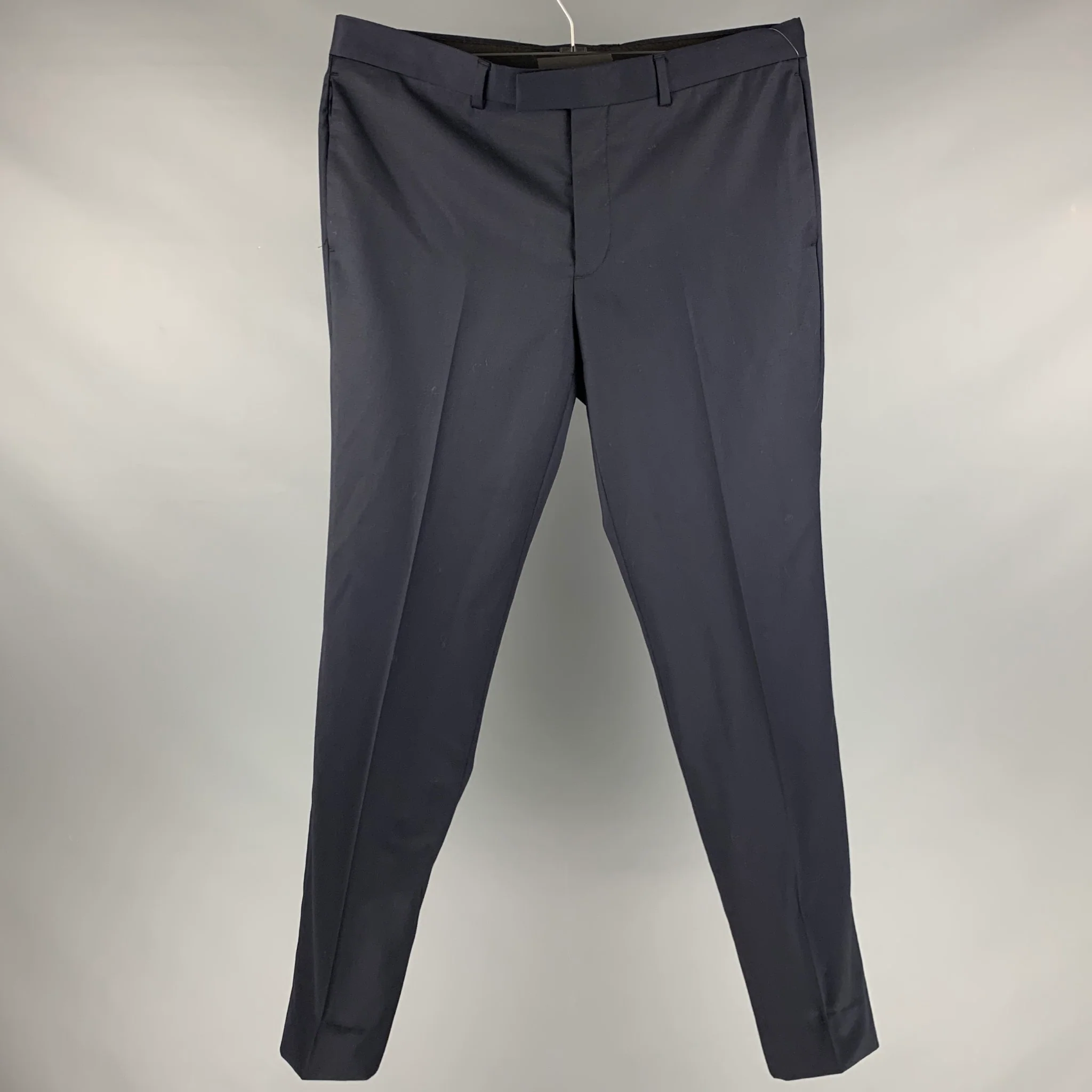 SANDRO Size 34 Navy Solid Wool Zip Fly Dress Pants