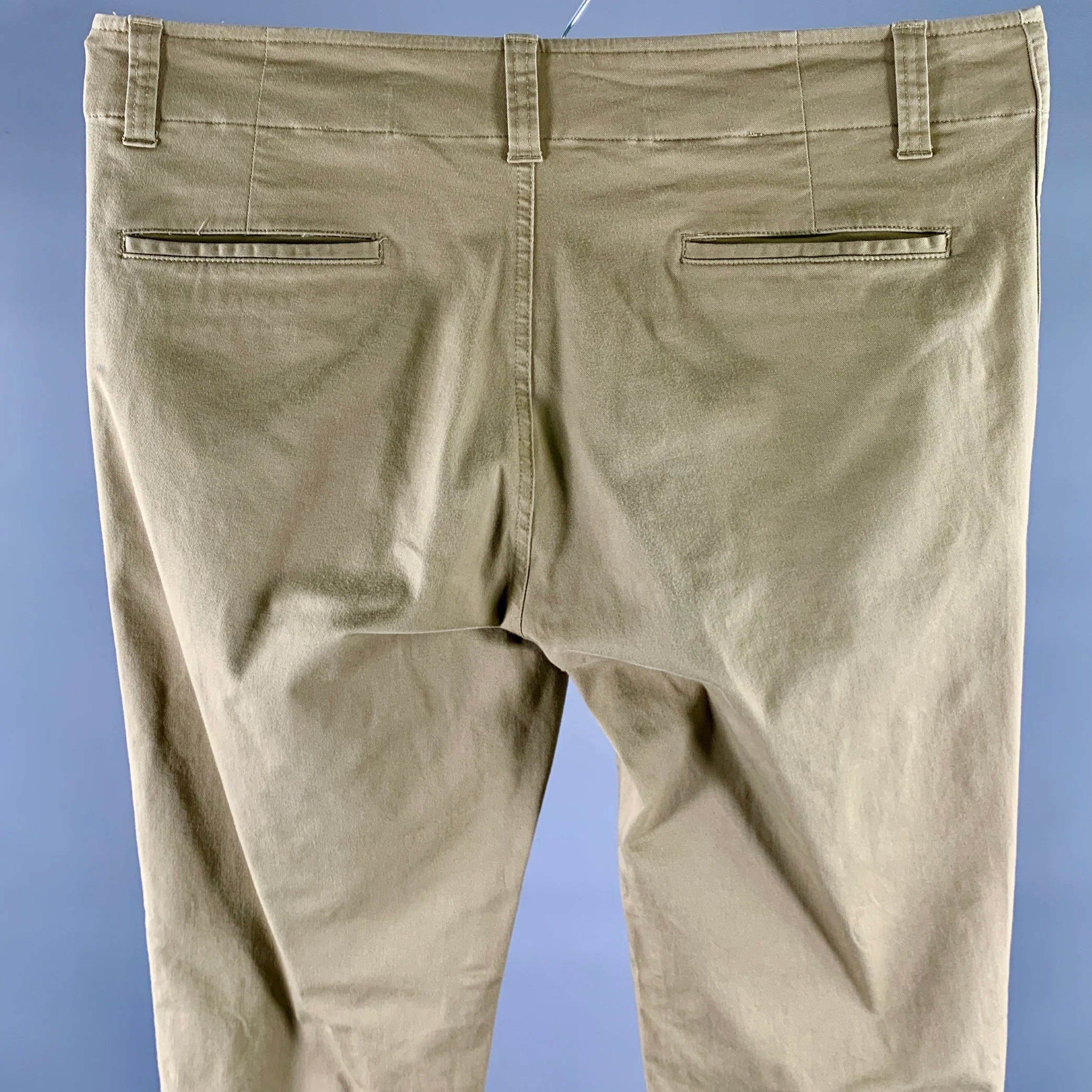 SANDRO Size 36 Khaki Solid Cotton Blend Button Fly Casual Pants - Image 2
