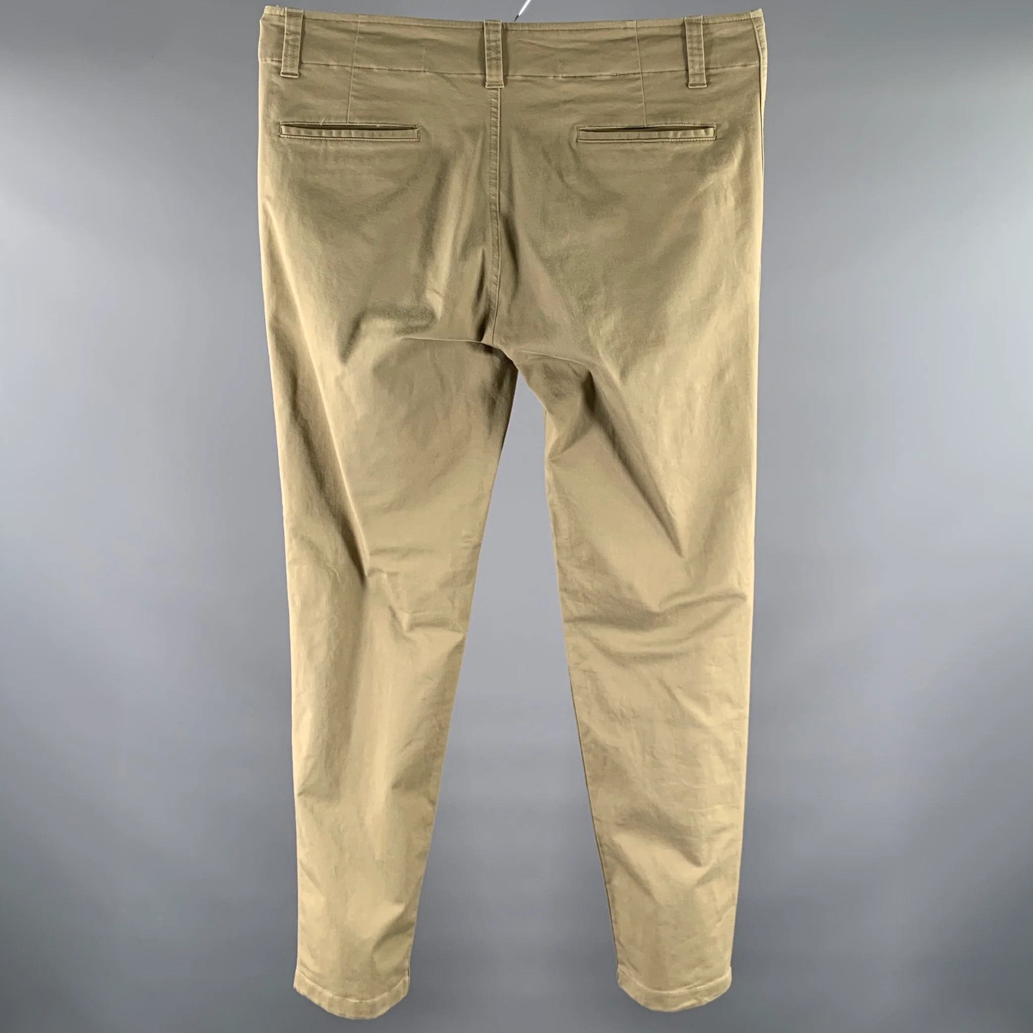 SANDRO Size 36 Khaki Solid Cotton Blend Button Fly Casual Pants - Image 3