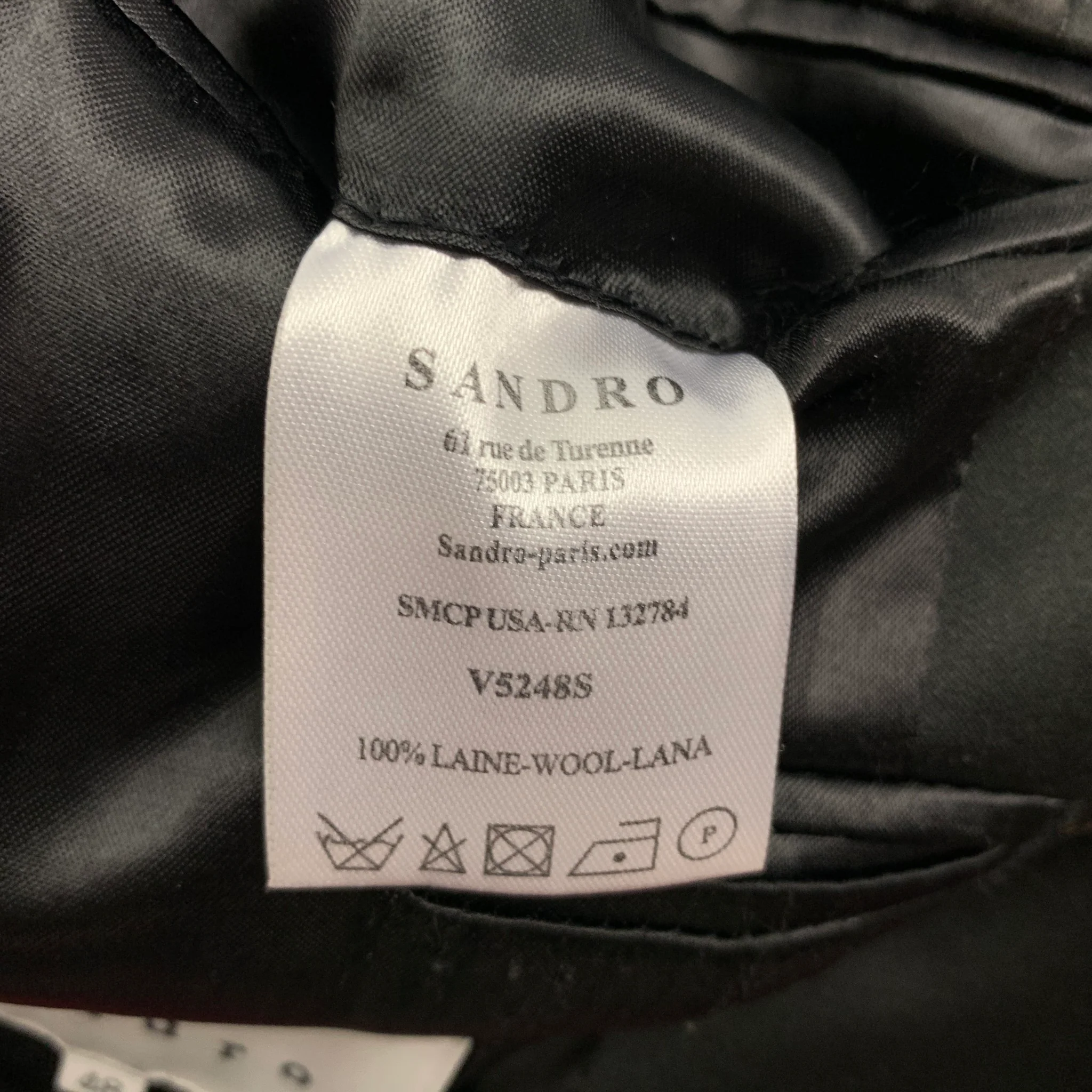 SANDRO Size 38 Black Wool Shawl Collar Sport Coat - Image 5