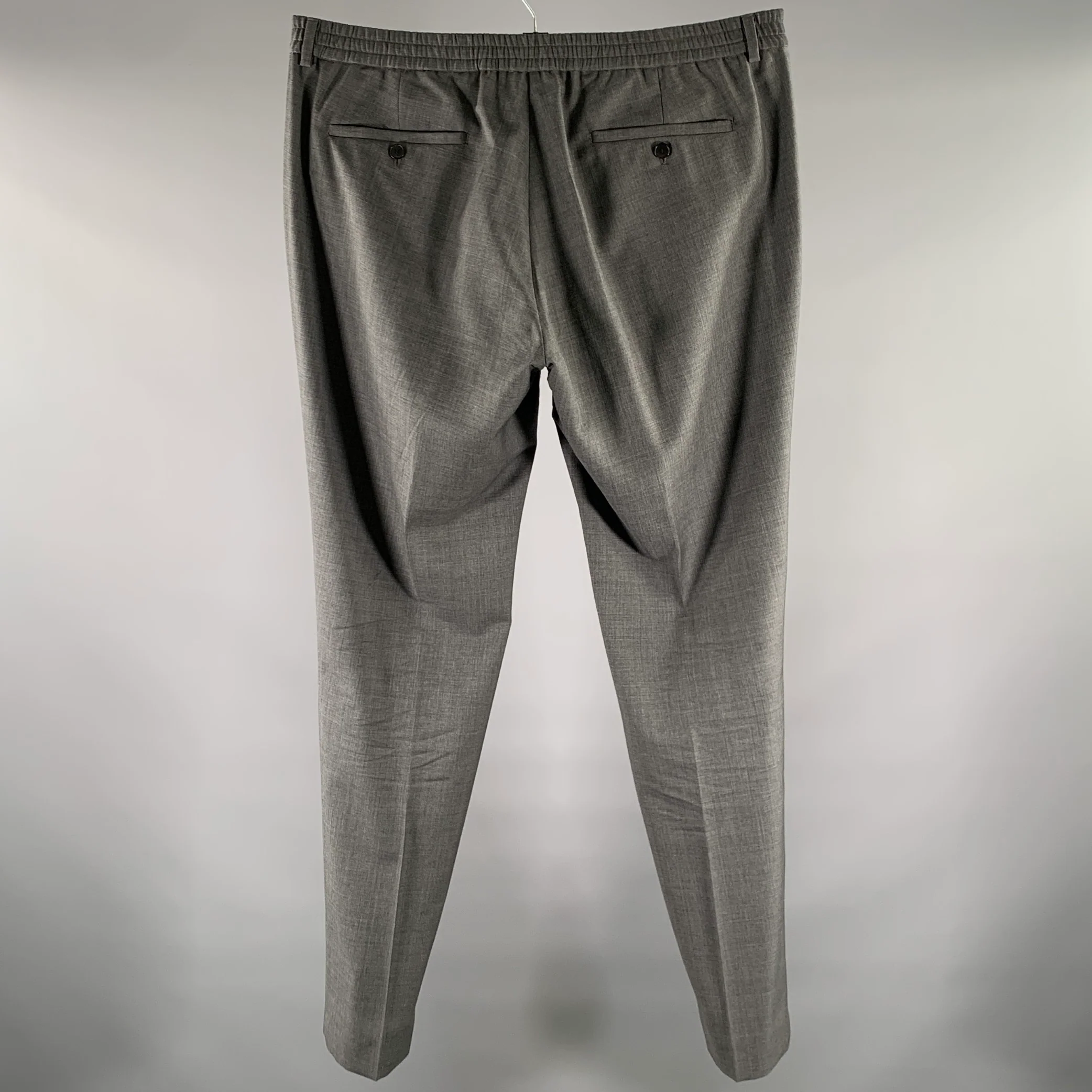 SANDRO Size 38 Grey Heather Wool Elastic Pants - Image 3