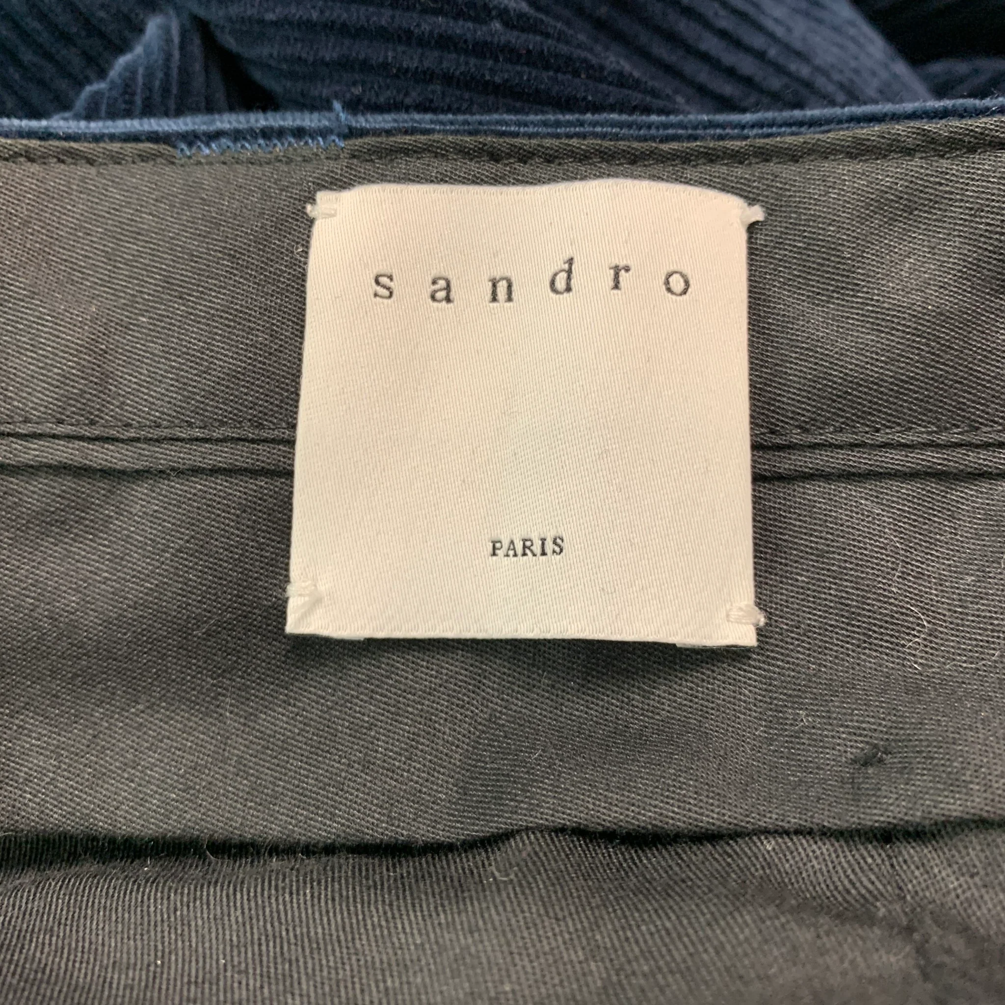 SANDRO Size 38 Navy Corduroy Cotton Notch Lapel Suit - Image 10