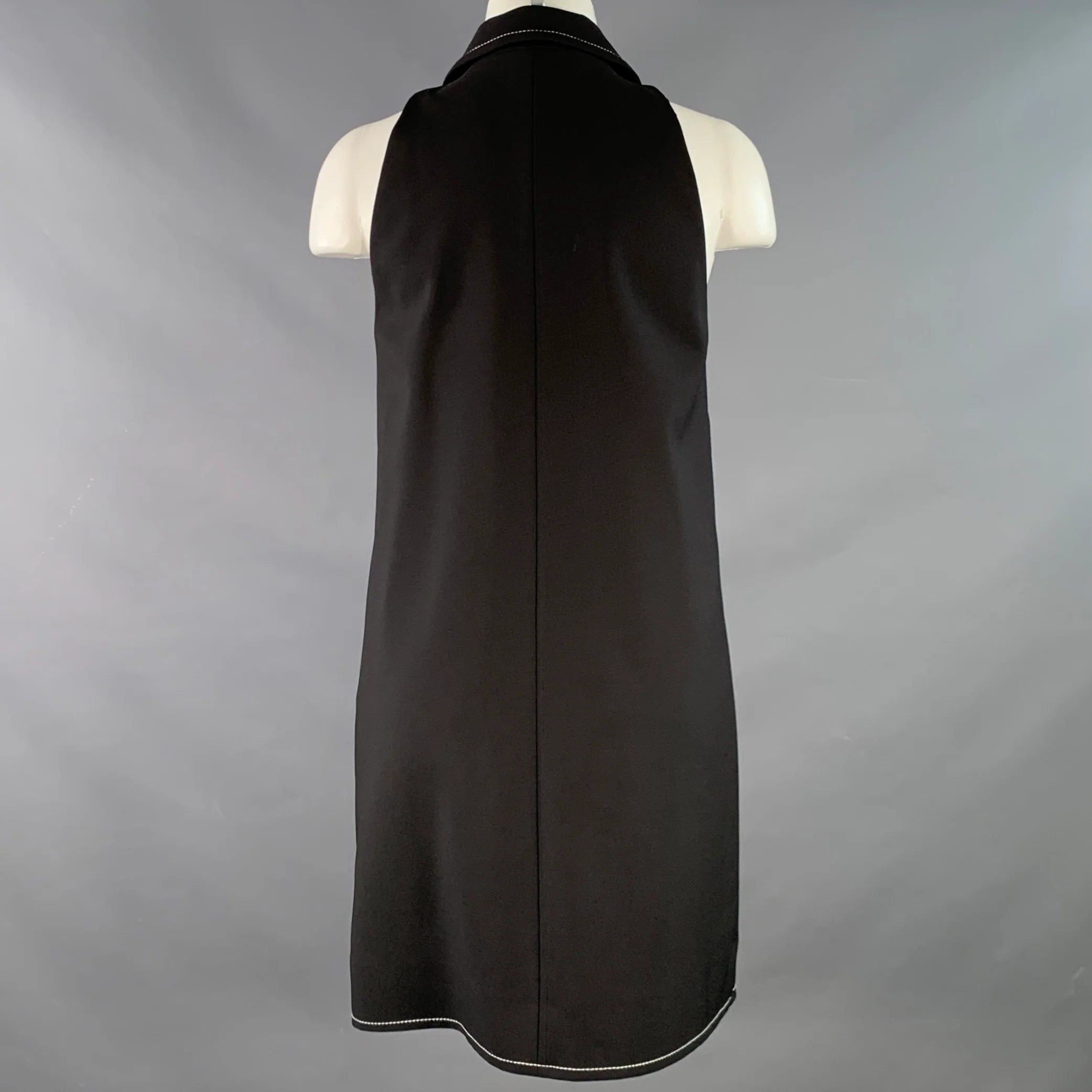 SANDRO Size 4 Black Gold Polyester Blend Contrast Stitch Sleeveless Dress - Image 4