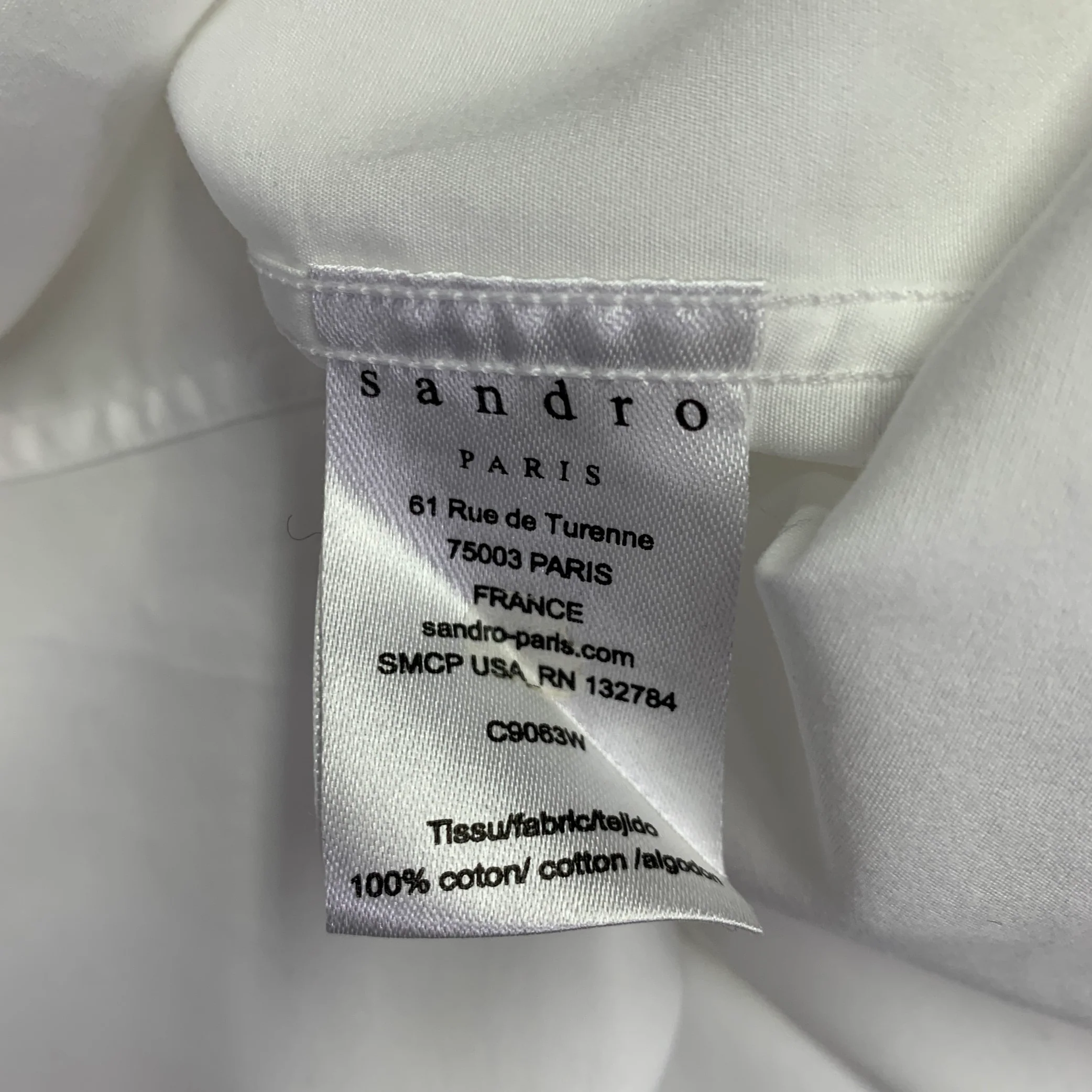 SANDRO Size M White Cotton Hidden Buttons Long Sleeve Shirt - Image 5