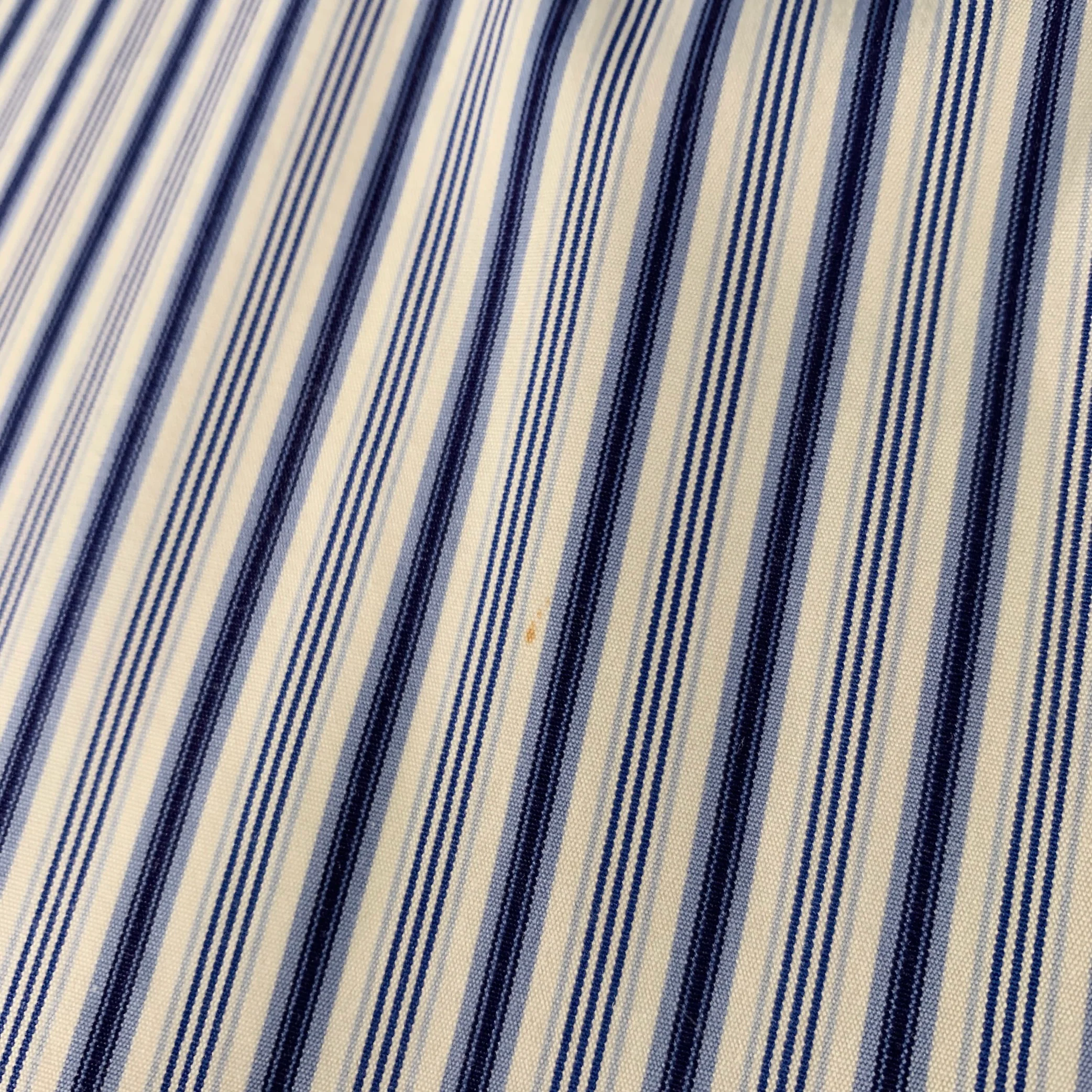 SANDRO Size S Blue White Cotton Stripe High Collar Casual Top - Image 4