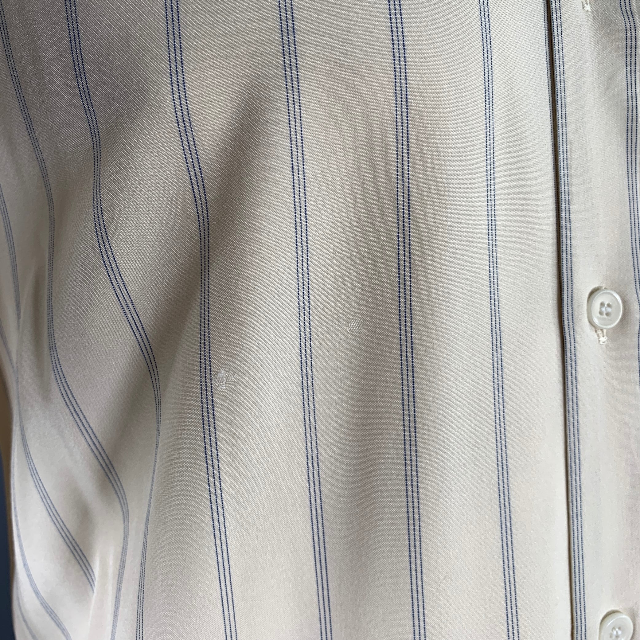 SANDRO Size XL Cream Blue Stripe Viscose Long Sleeve Shirt - Image 5