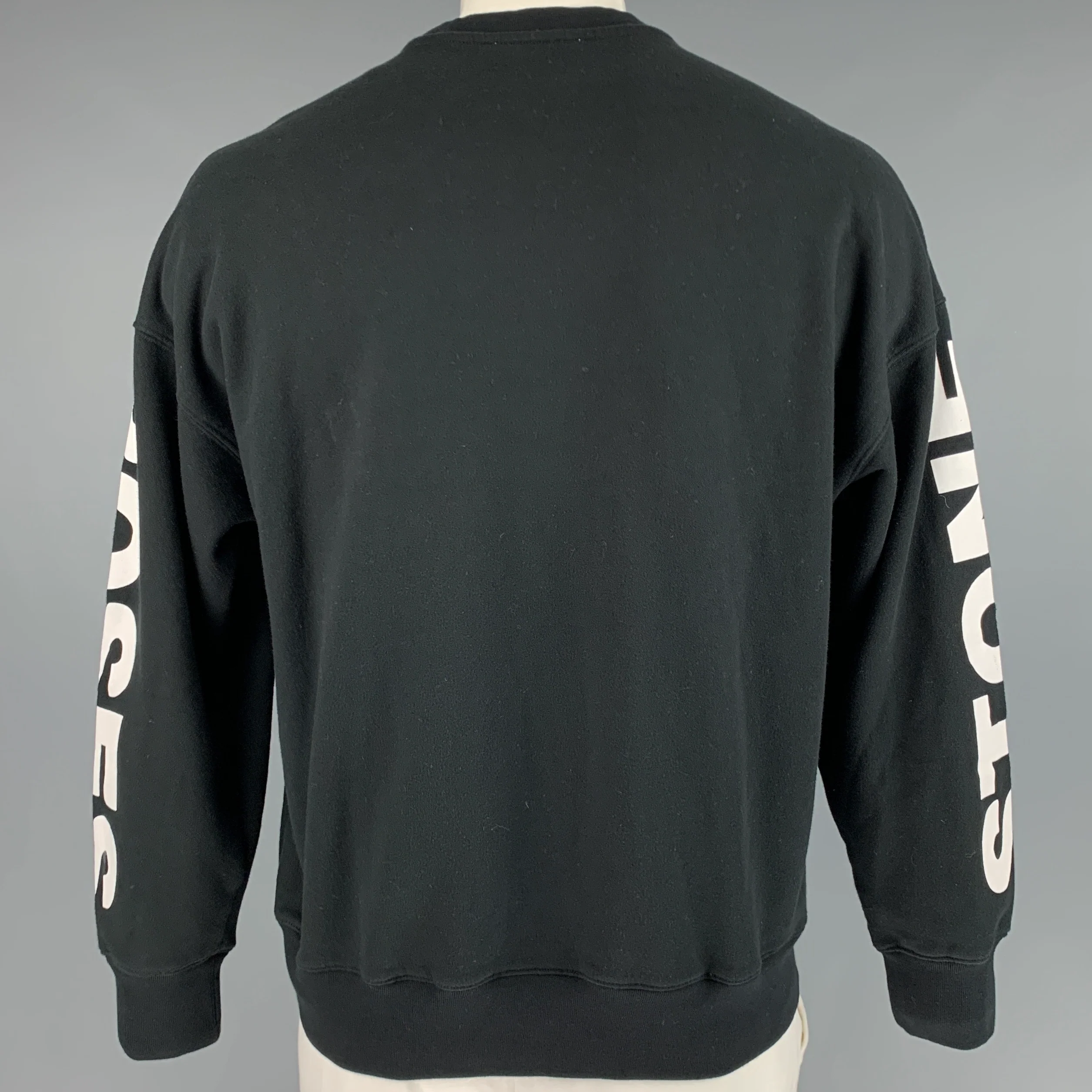 SANDRO Size XXL Black White Graphic Cotton Crew-Neck Sweatshirt - Image 4