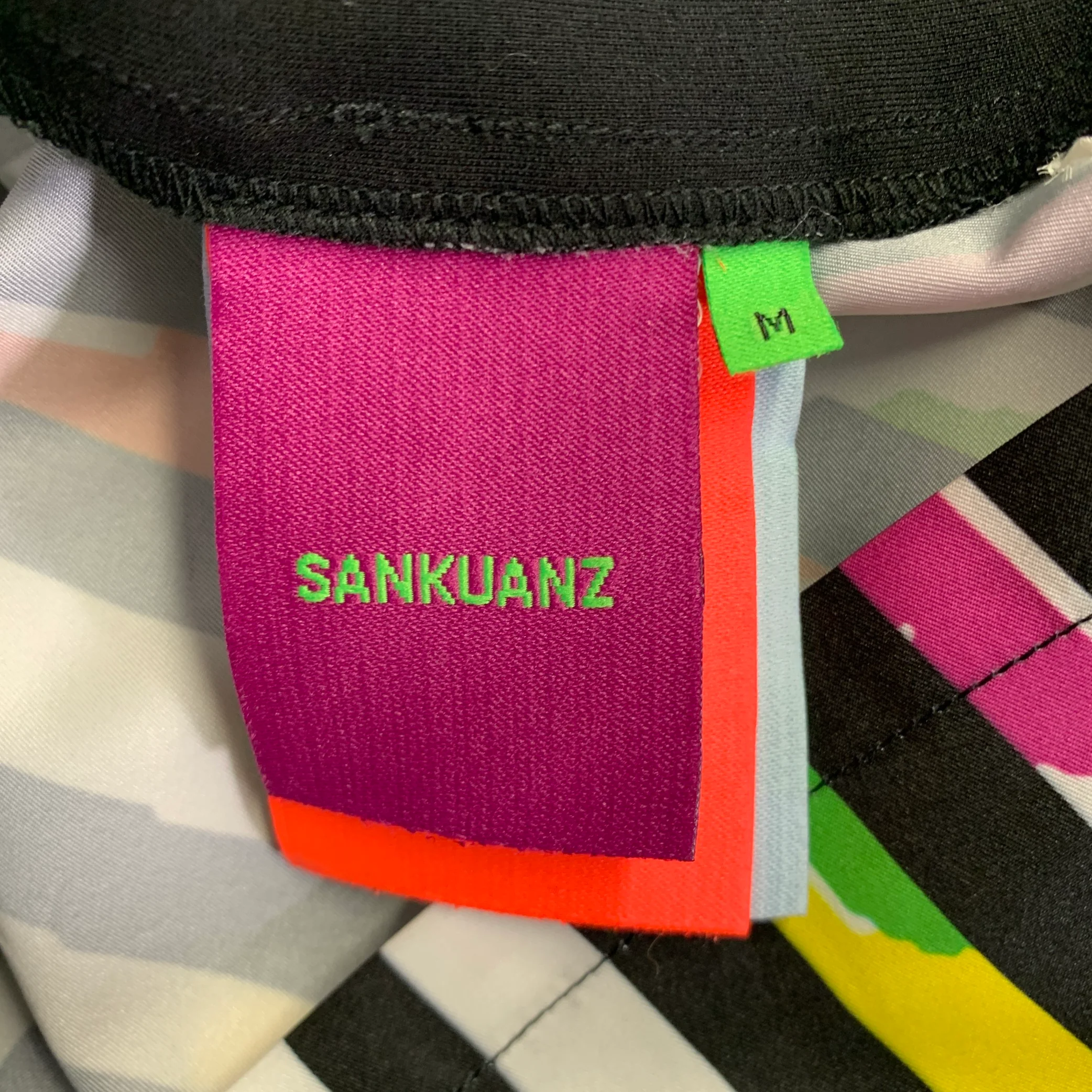 SANKUANZ Size M Black White Multi Color Stripe Long Sleeve Shirt - Image 8