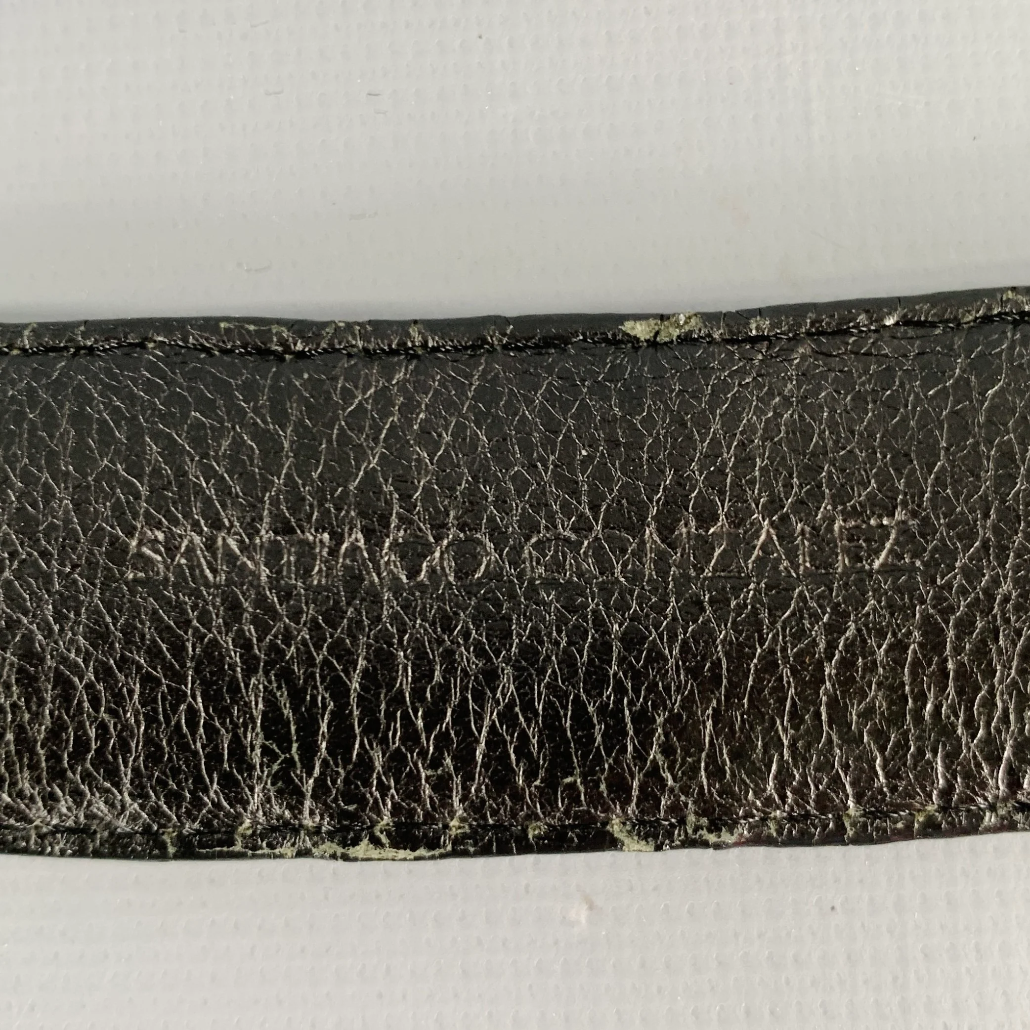 SANTIAGO GONZALEZ Size 34 Dark Green Croc Embossed Leather Belt - Image 5