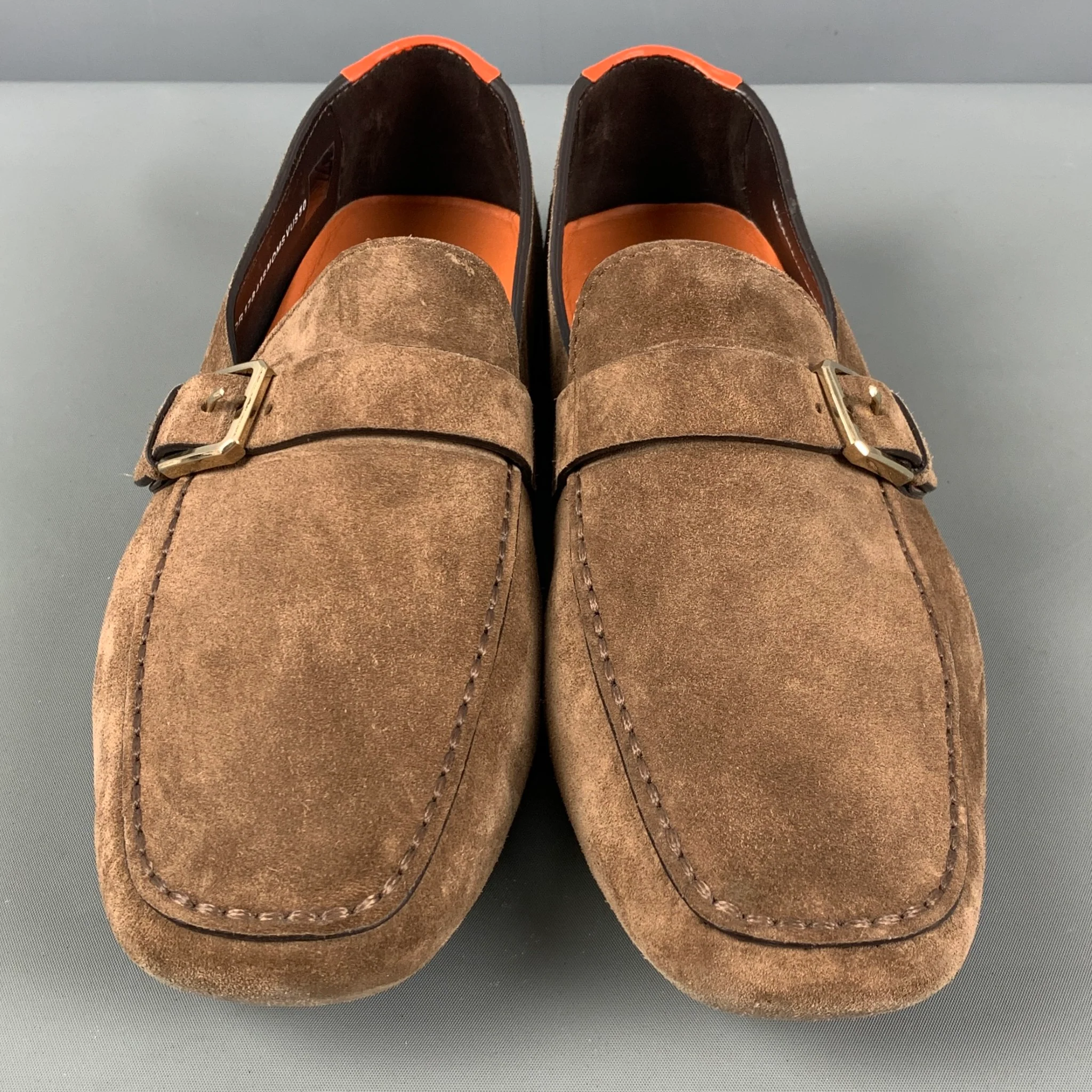 SANTONI Size 11 Brown Suede Drivers Loafers - Image 4