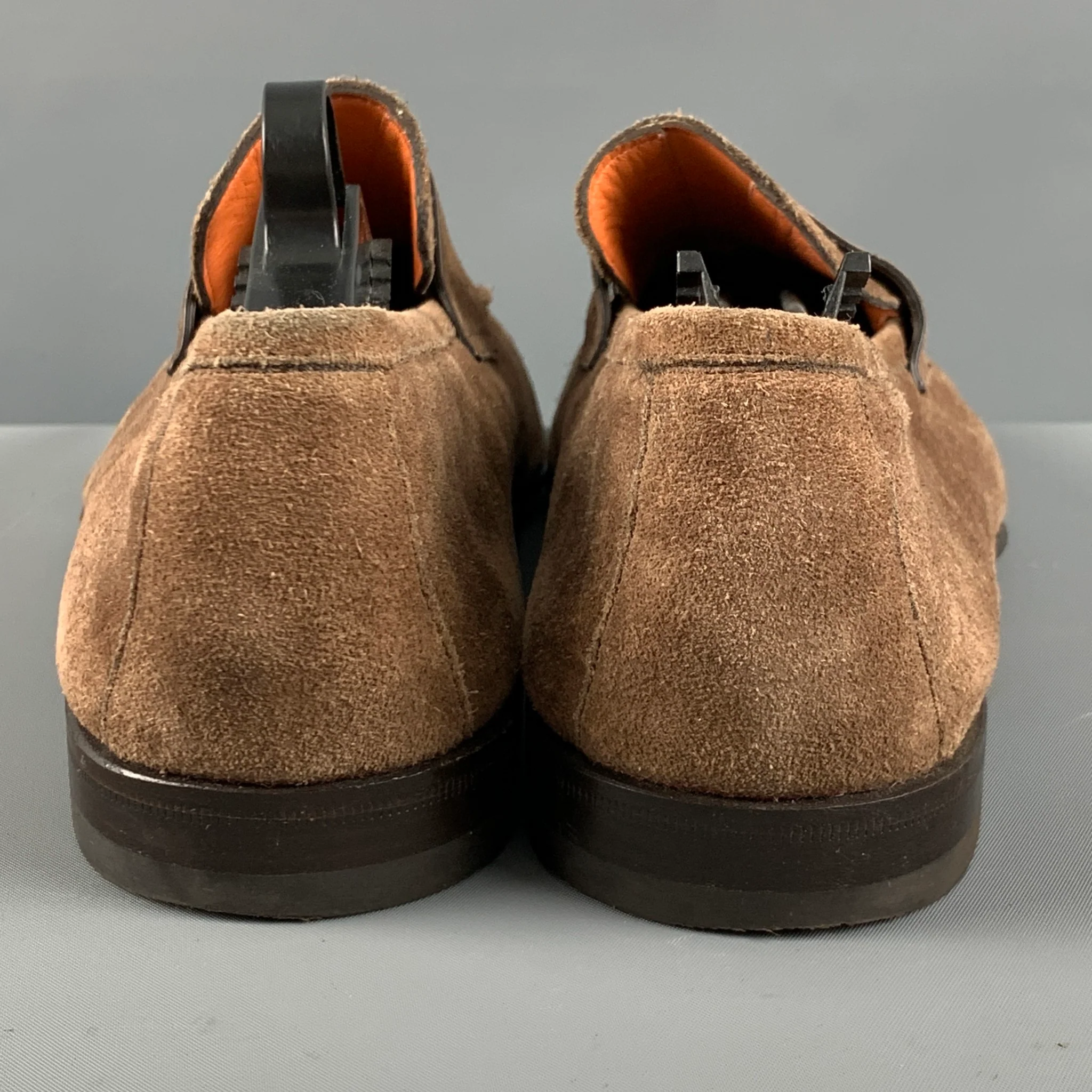 SANTONI Size 8.5 Brown Suede Penny Loafers - Image 3