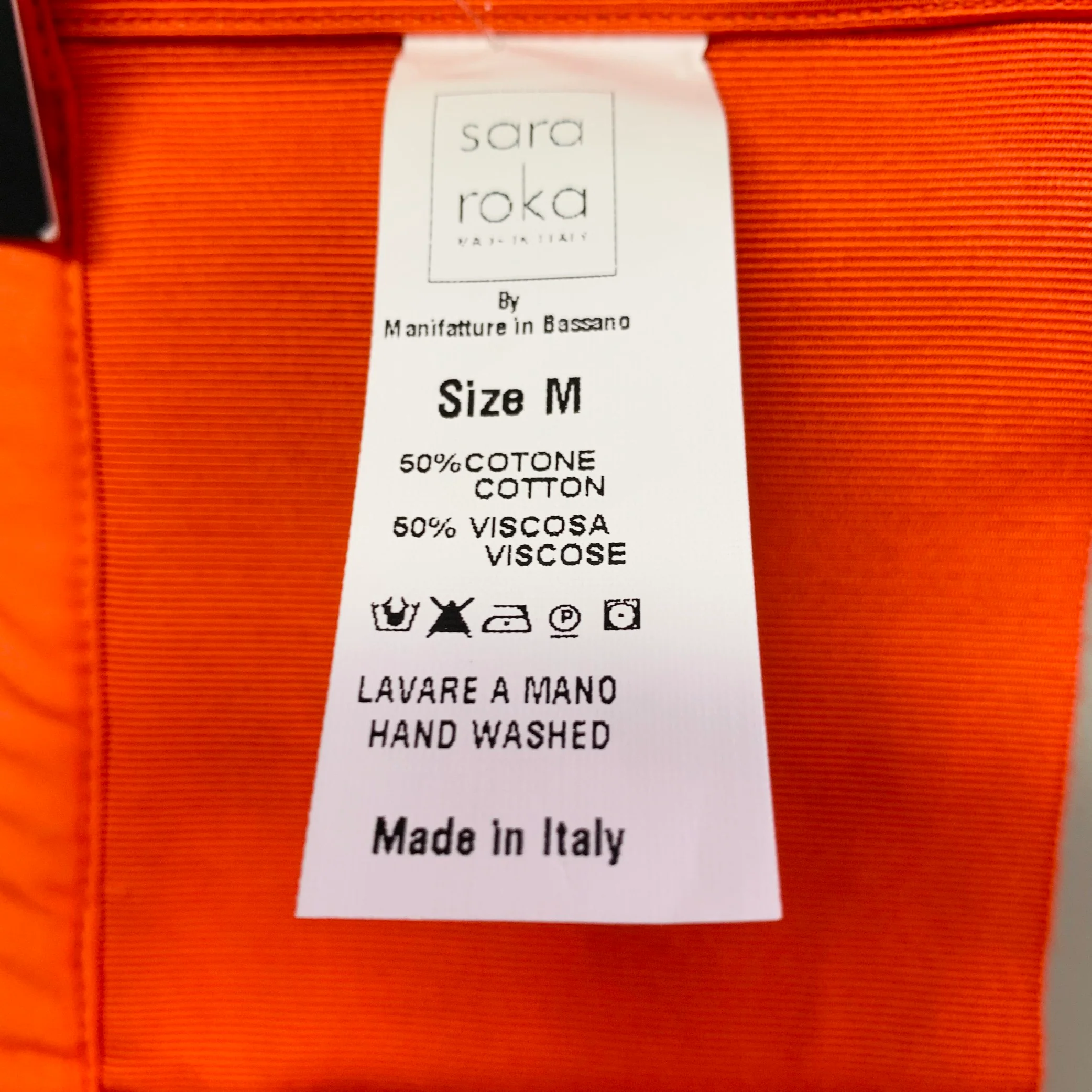 SARA ROKA Size M Red Orange Feather Cotton Blend Grosgrain Sash Belt - Image 5