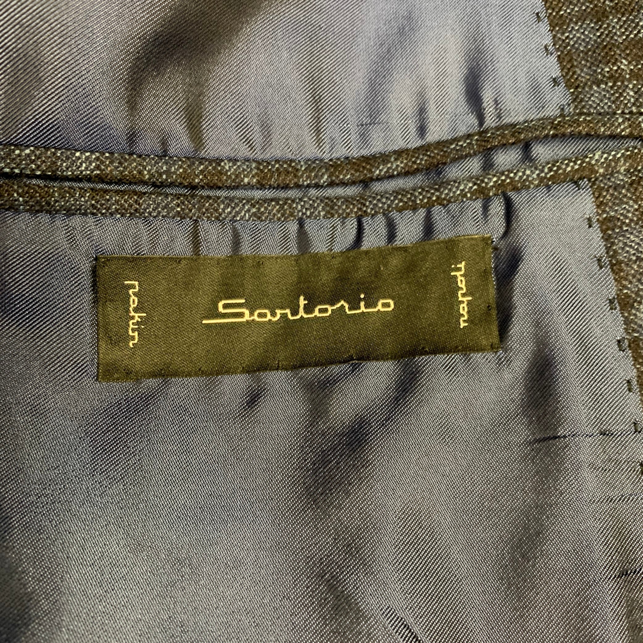 SARTORIO Size 44 Blue Black Plaid Wool Silk Linen Sport Coat - Image 6