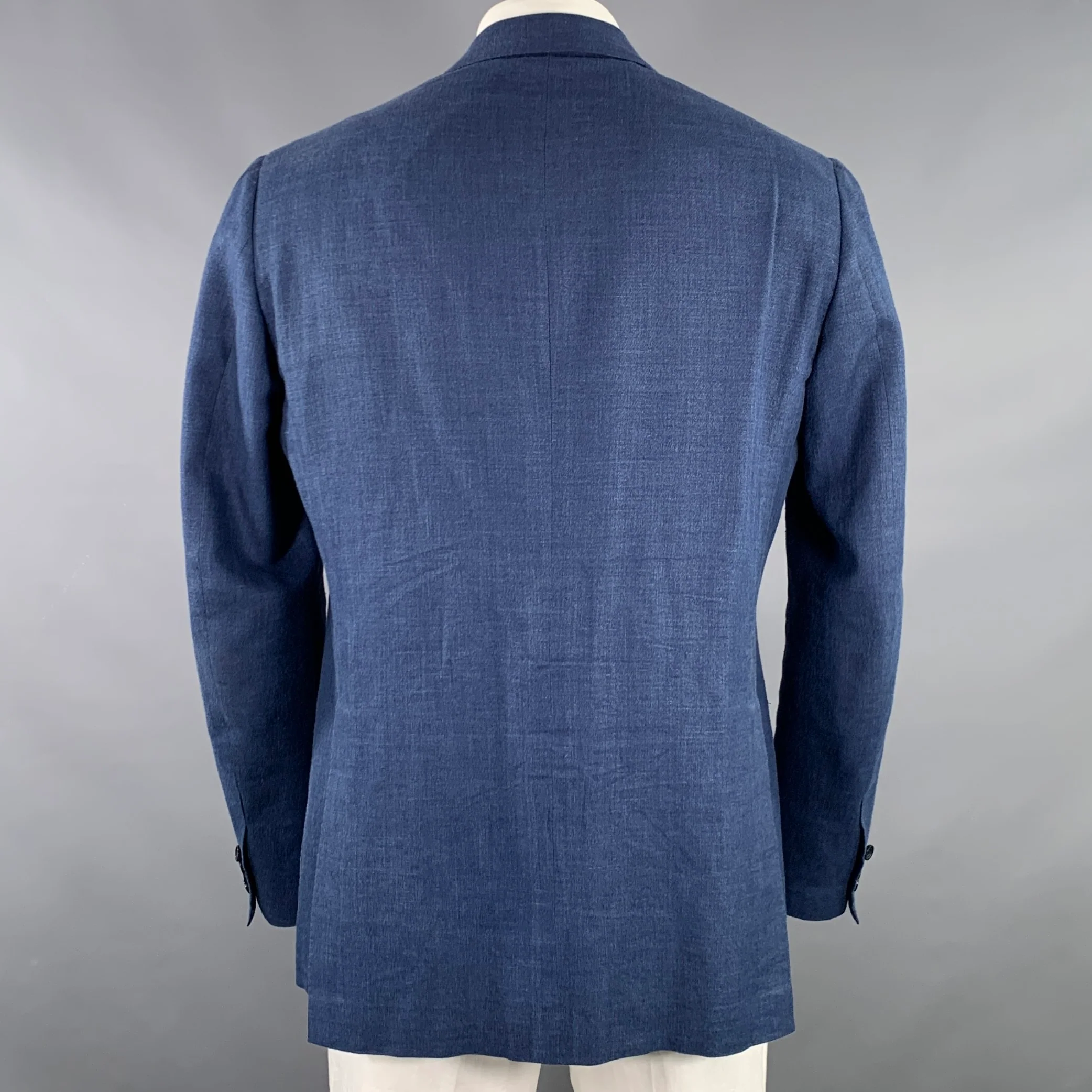 SARTORIO Size 44 Blue Silk Blend Single Breasted Sport Coat - Image 3