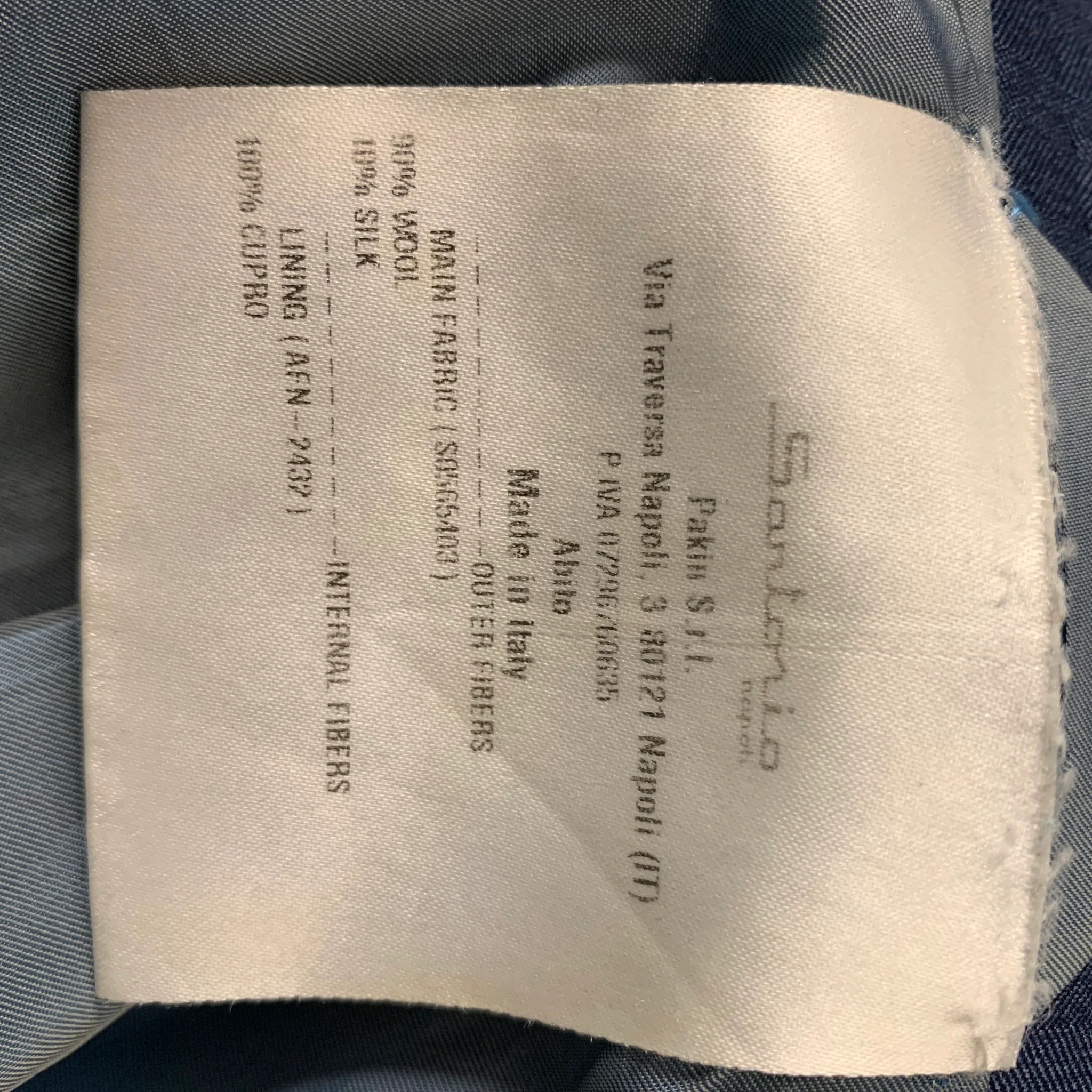 SARTORIO Size 44 Blue Stripe Wool Notch Lapel 36 34 Suit - Image 8