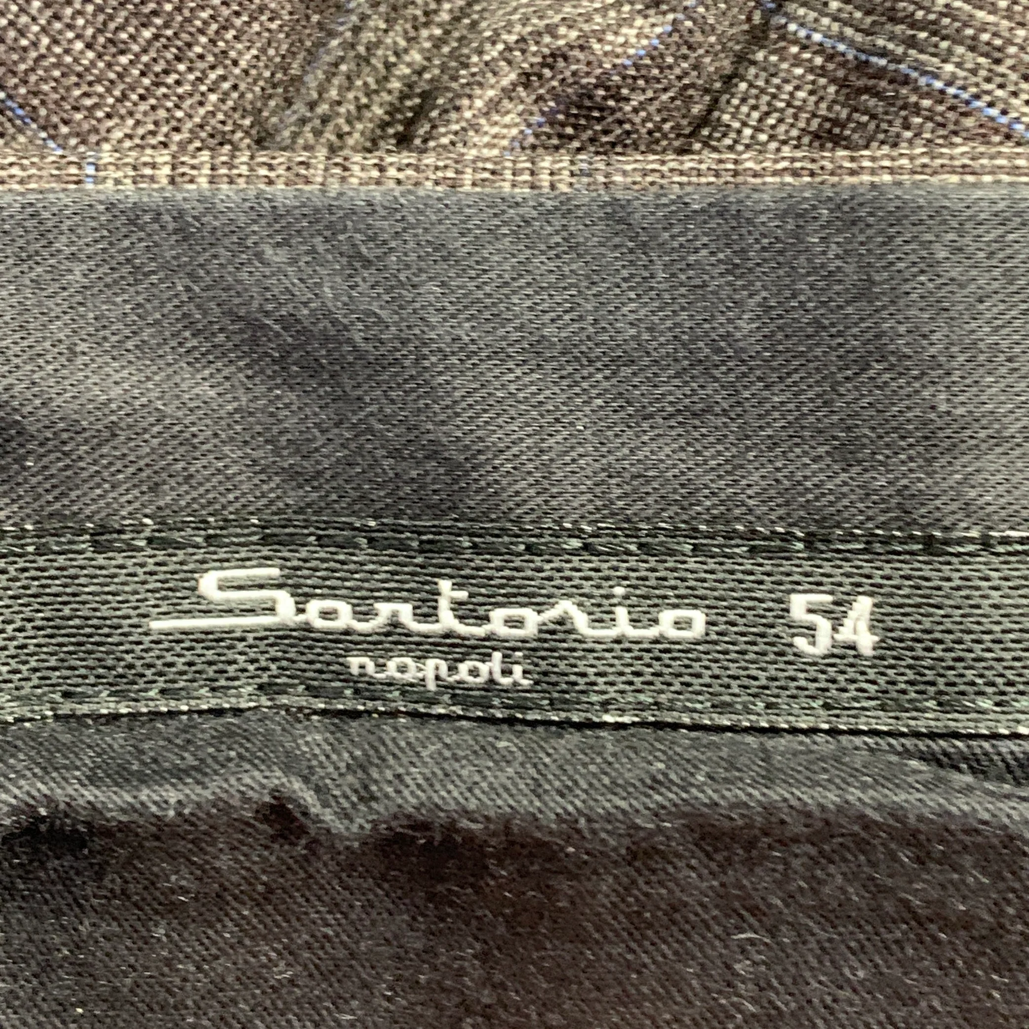 SARTORIO Size 44 Brown Grey Plaid Wool Notch Lapel Suit - Image 11