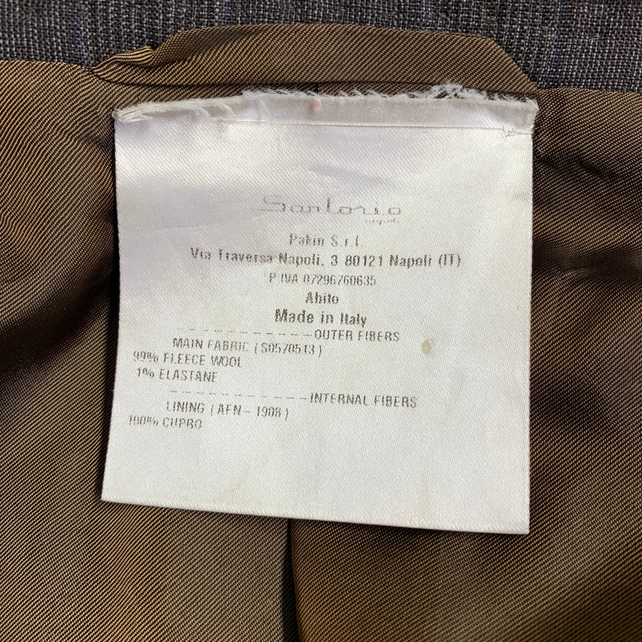SARTORIO Size 44 Brown Grey Plaid Wool Notch Lapel Suit - Image 8