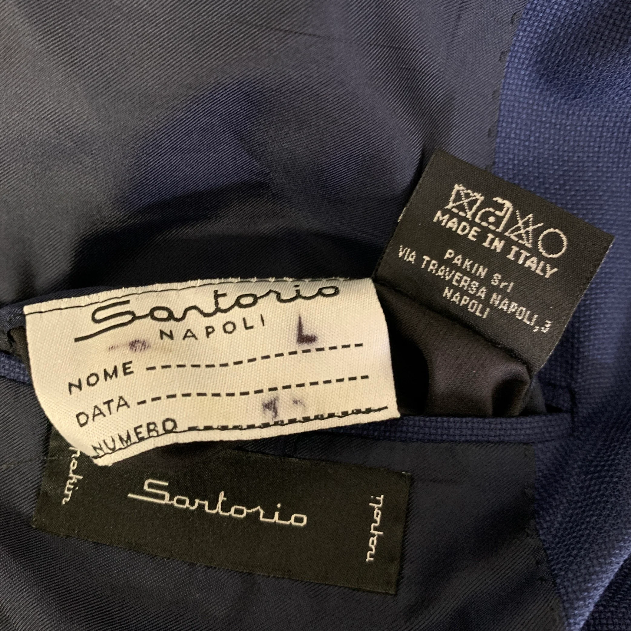 SARTORIO Size 44 Navy Wool Notch Lapel Sport Coat - Image 7